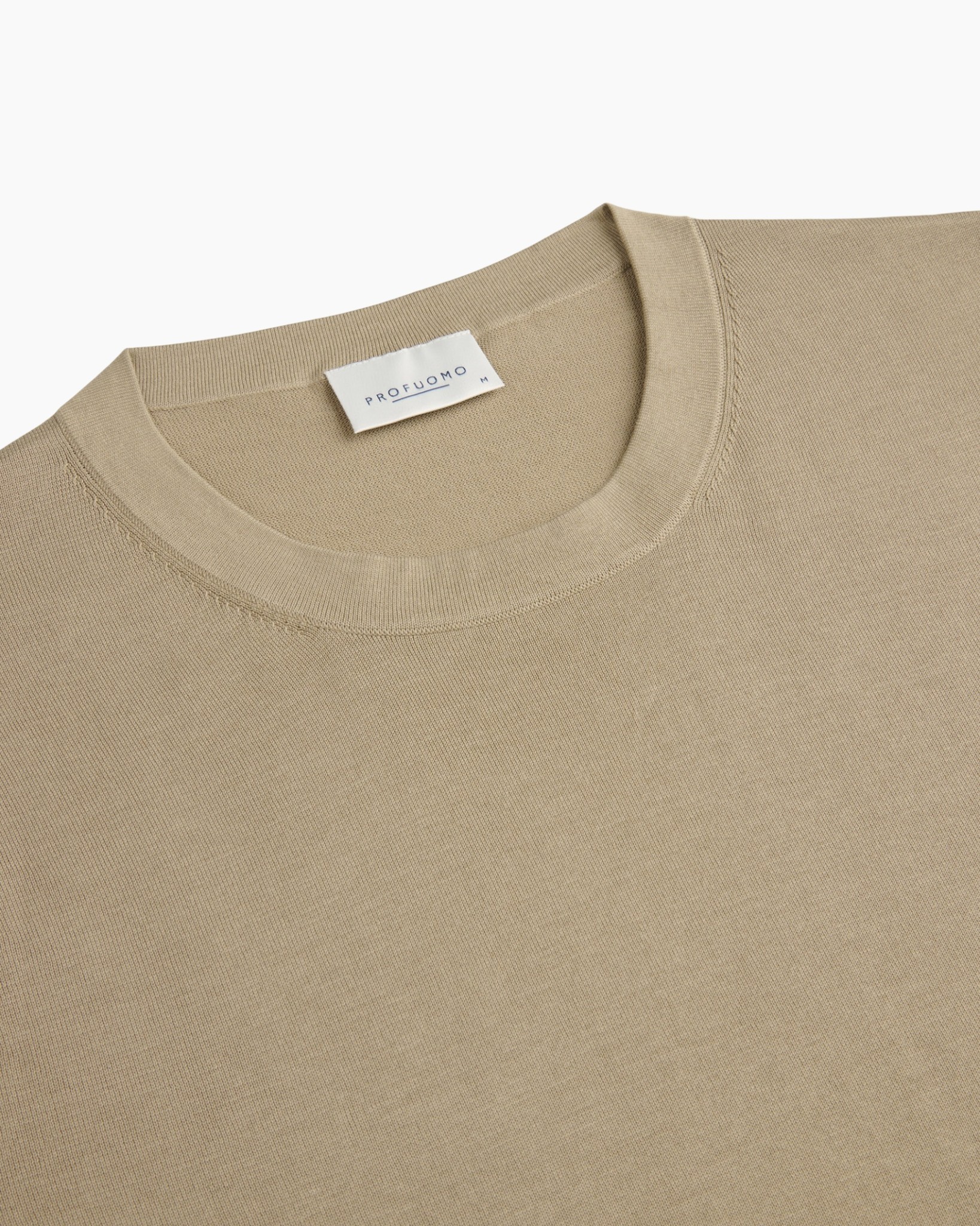t-shirt, korte mouwen, beige, kraagloze hals, katoen