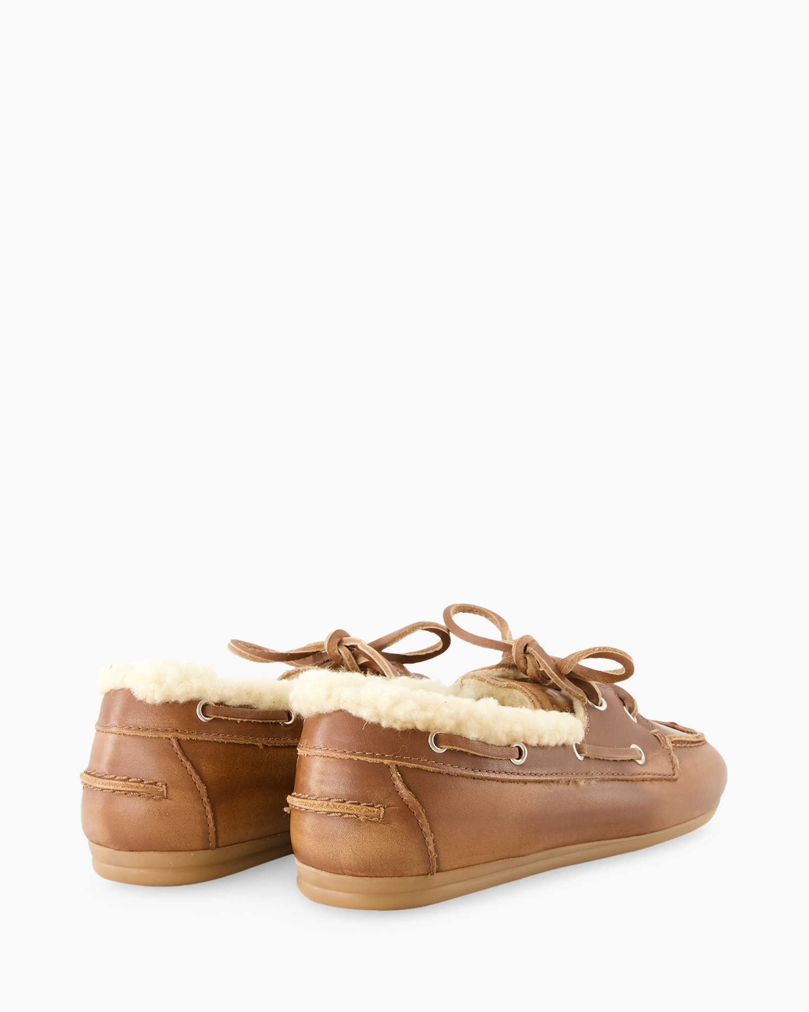 moccasins, leer, schapenvacht, slip-on, bruin