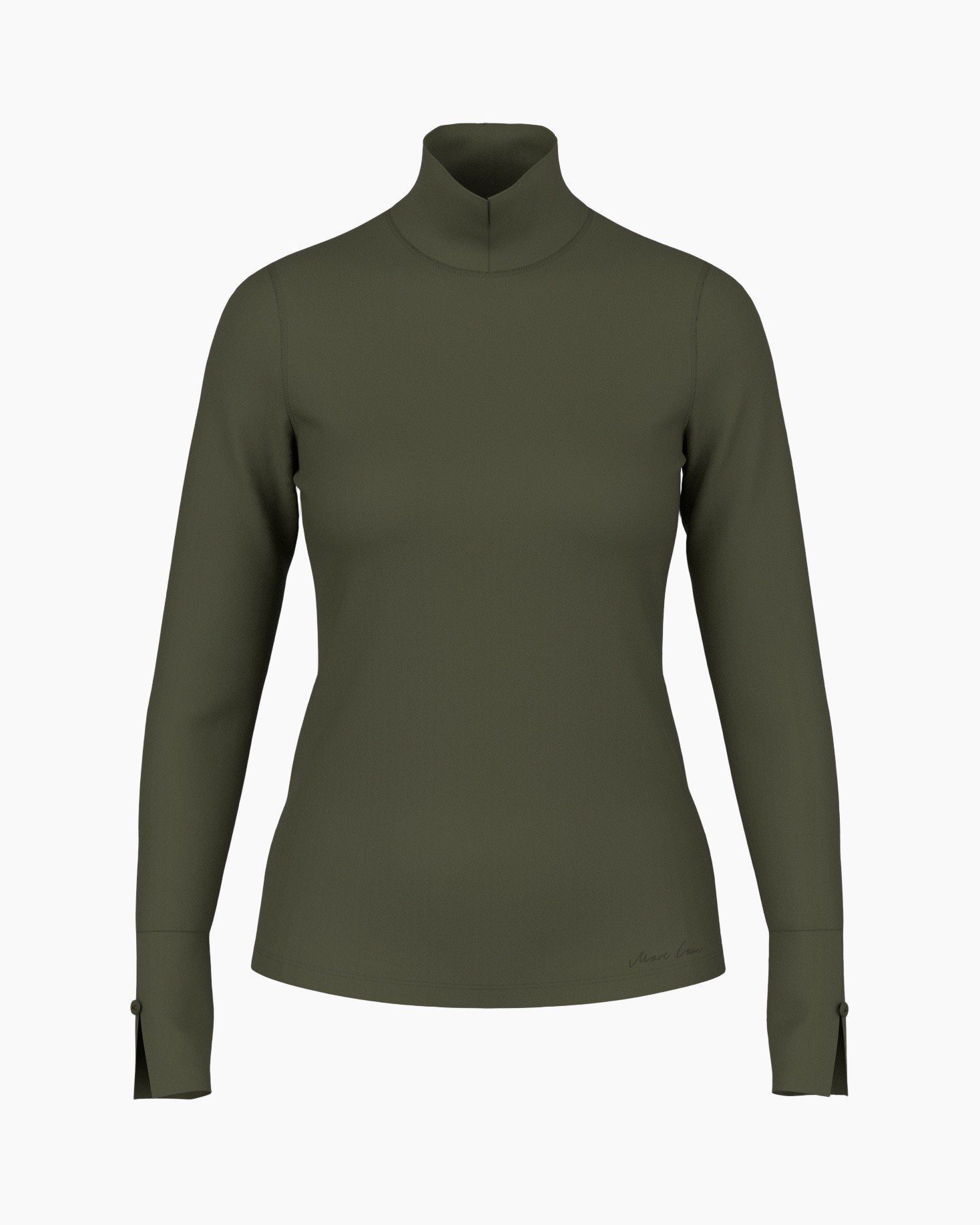 turtleneck, lange mouwen, olijf, baselayer, halsmock