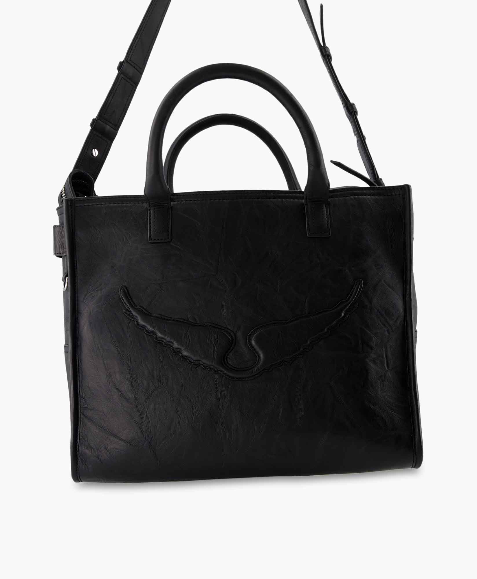 Shopper Angel Tote Wings Cow Burnish Zwart