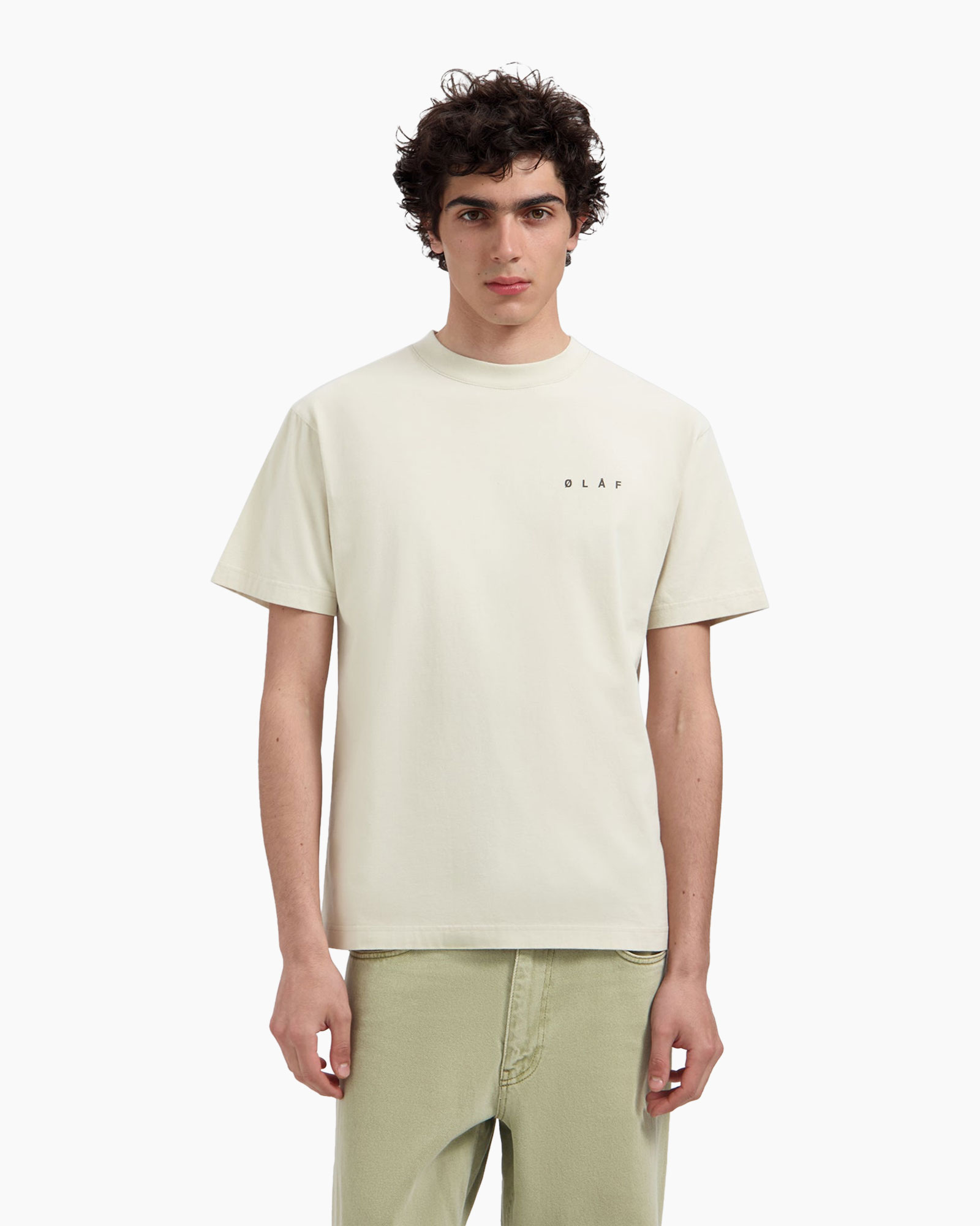 t-shirt, korte mouwen, ronde hals, effen, beige