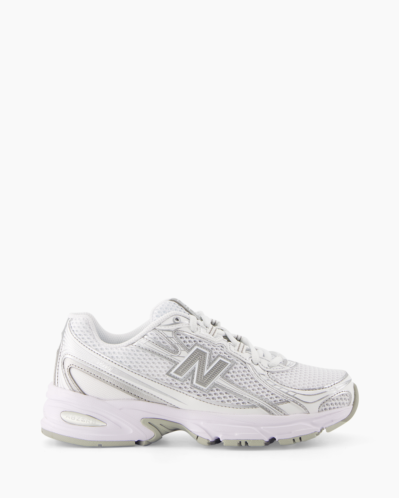 sneaker, schoenen, mesh bovenwerk, wit, neutrale grijze zool