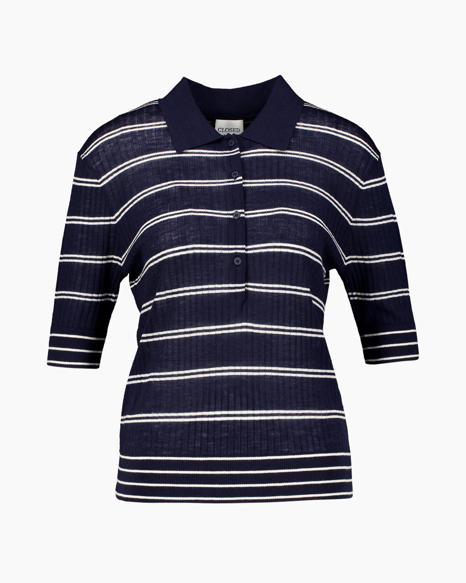 hemden polo, gestreept patroon,  navy kleur, korte mouwen, gebreide stof