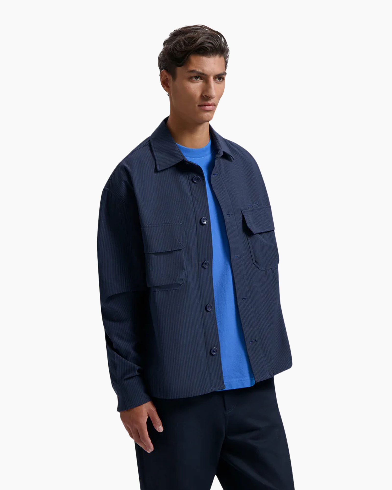 Overshirt Bonded Pocket Overshirt Donker Blauw
