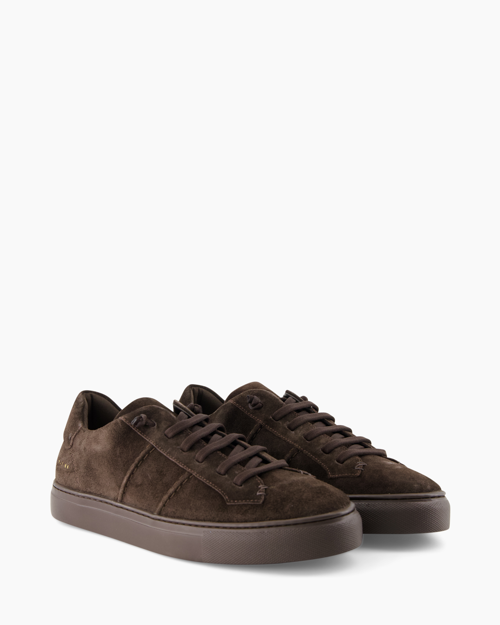 sneaker, bruin, suede, laag-model, rubberzool