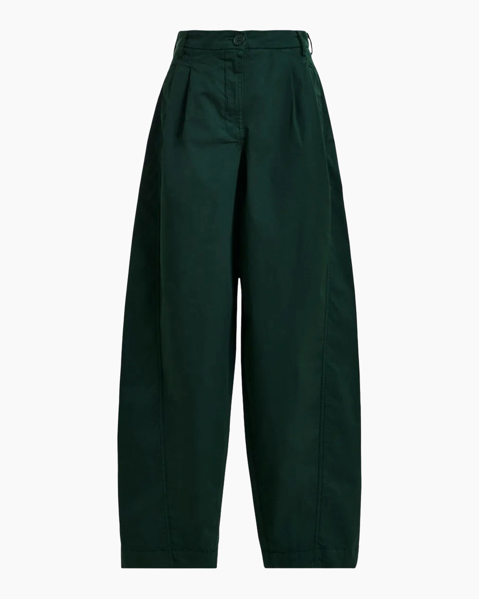 broek, hoge taille, groen, wijdte pijp, plooien