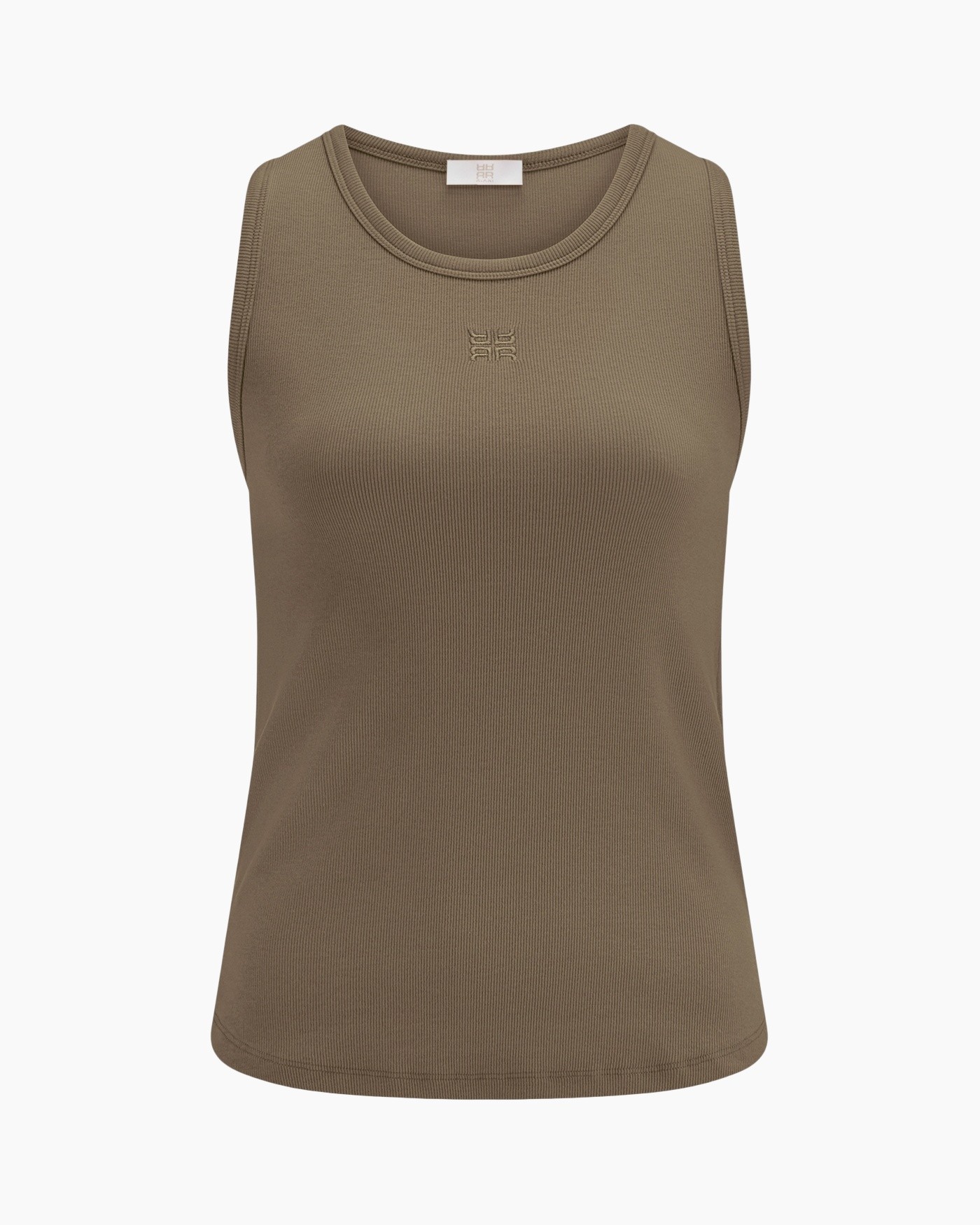 tanktop, mouwloos, geribbeld, bruin, casual