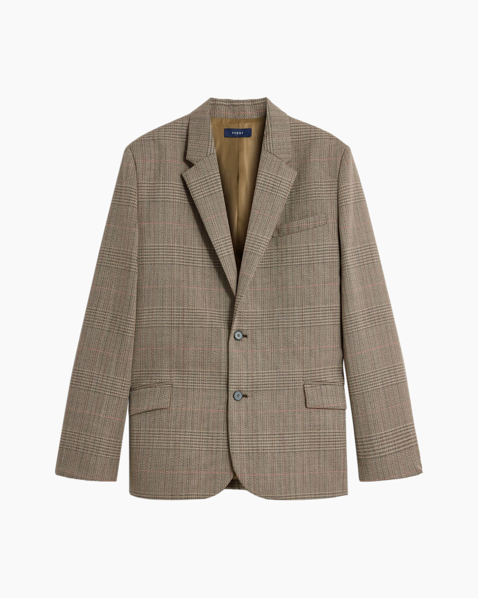 blazer, tweed, raster, ruitlaag, bruin