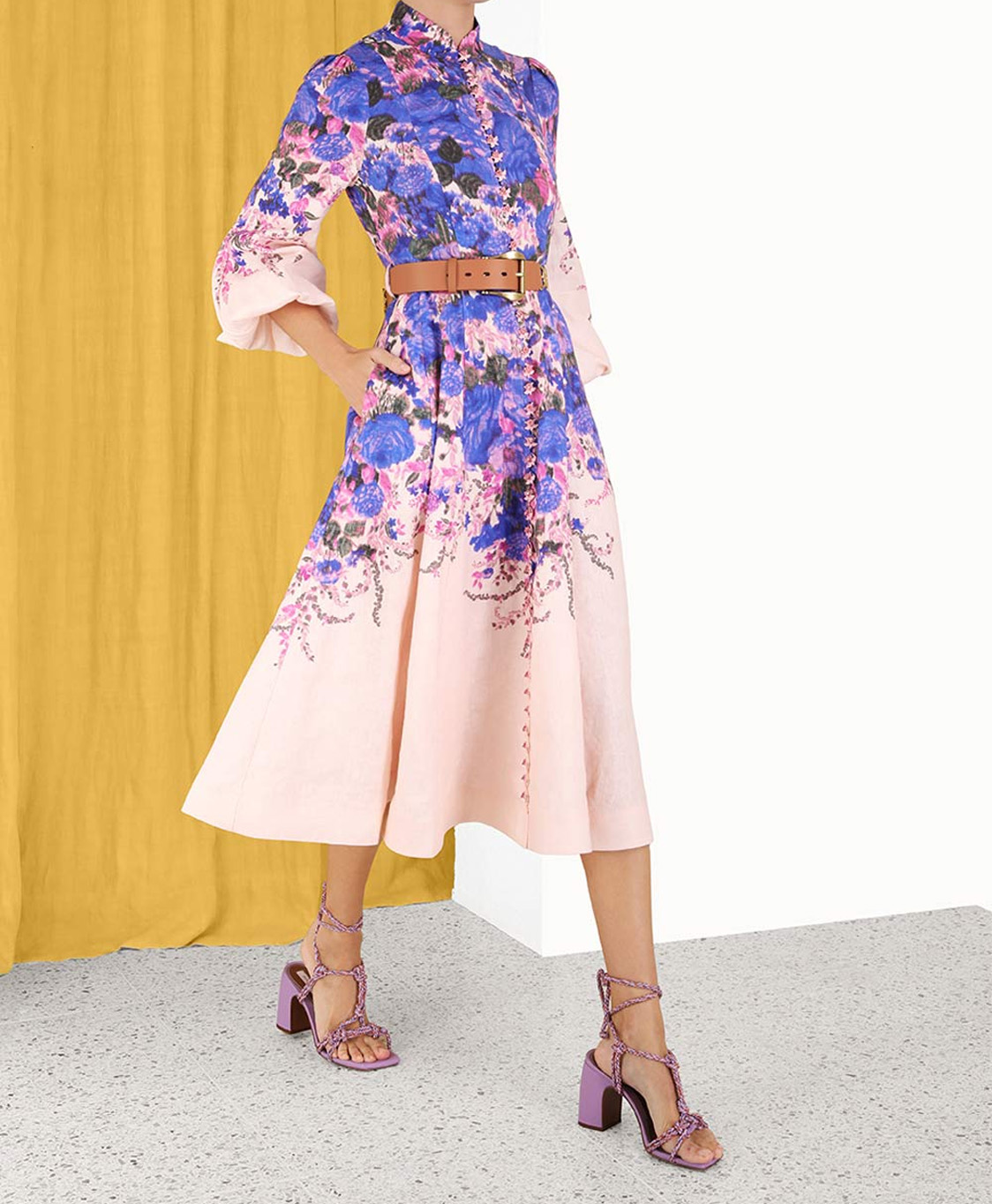 Zimmermann Jurk Tide Buttoned Midi Paars
