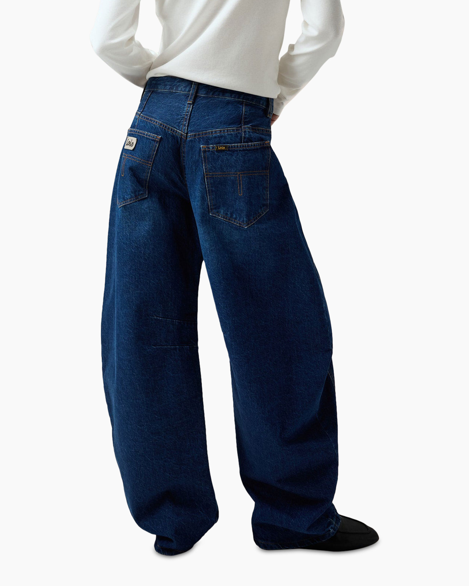 spijkerbroek, wijdte-breed, denim, blauw, zak
