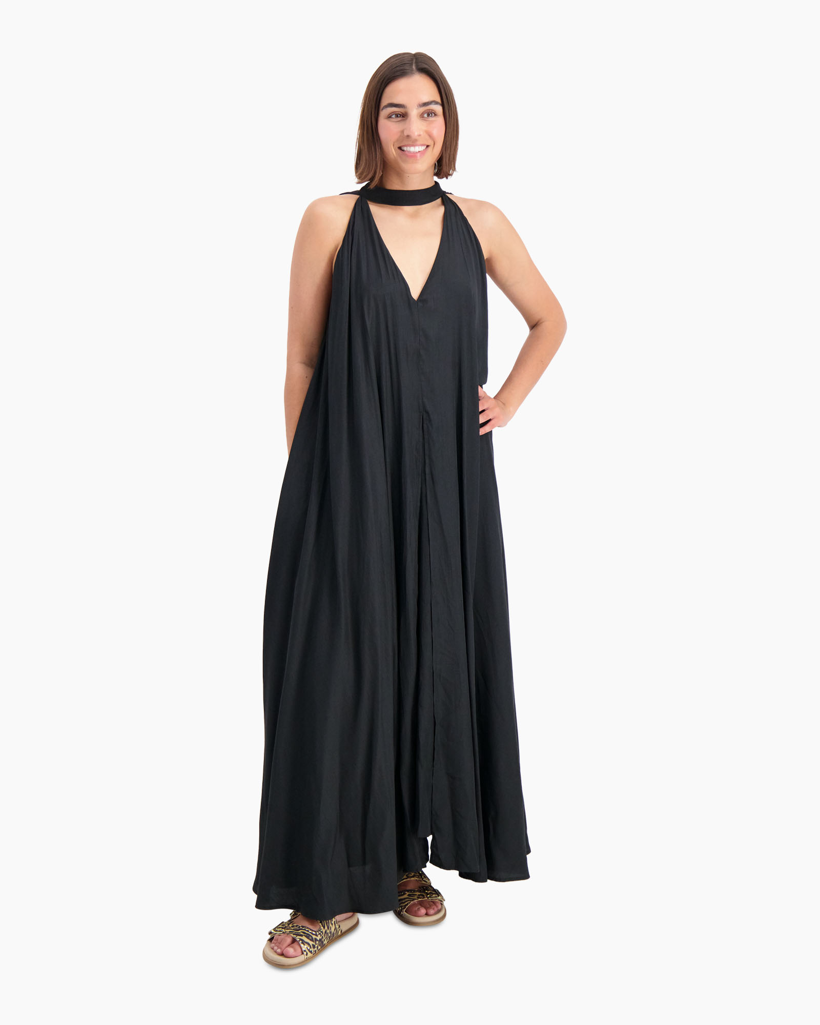 Maxi Jurk Grone Zwart