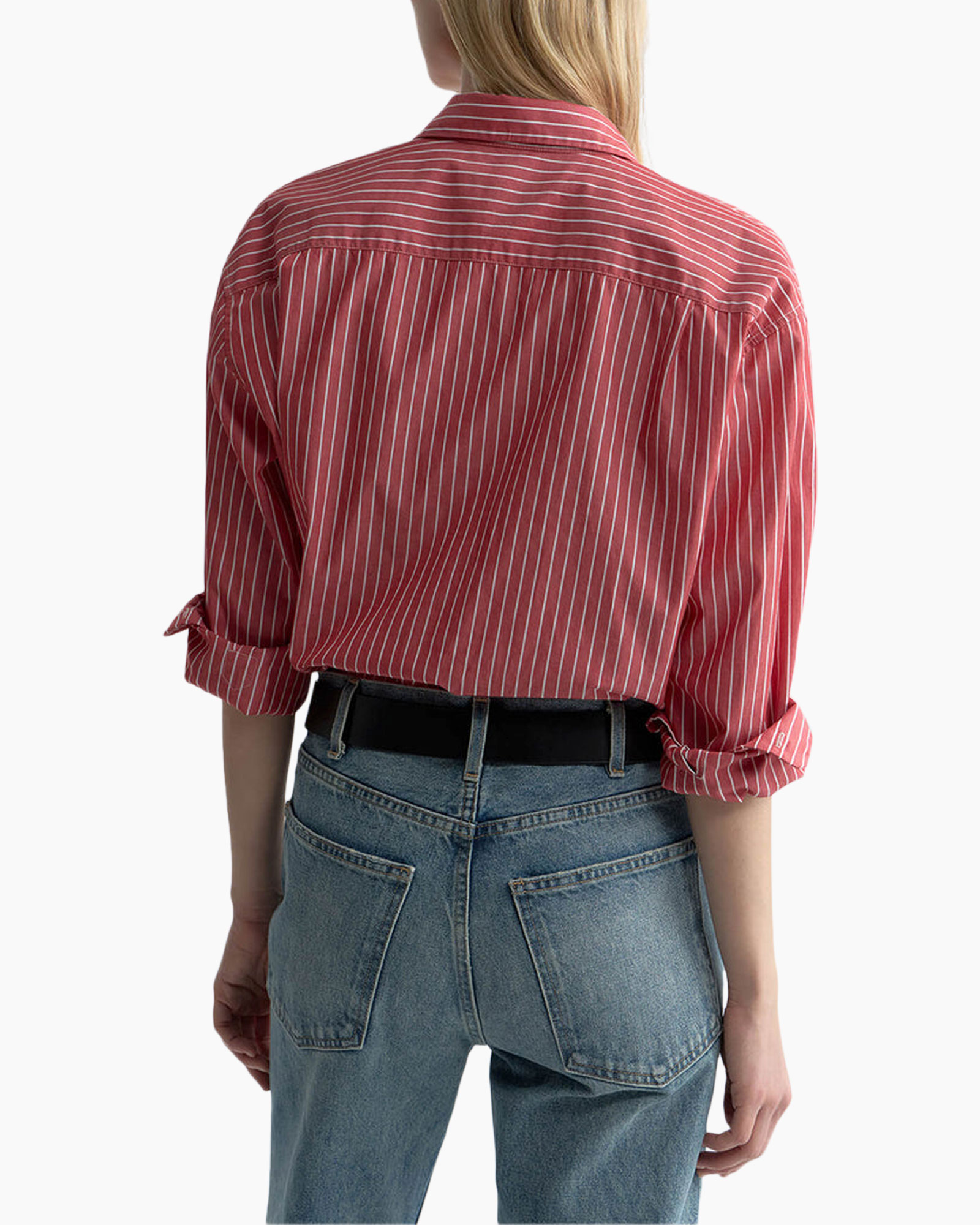 hemd, gestreept, rood, knopen-overhemd, casual