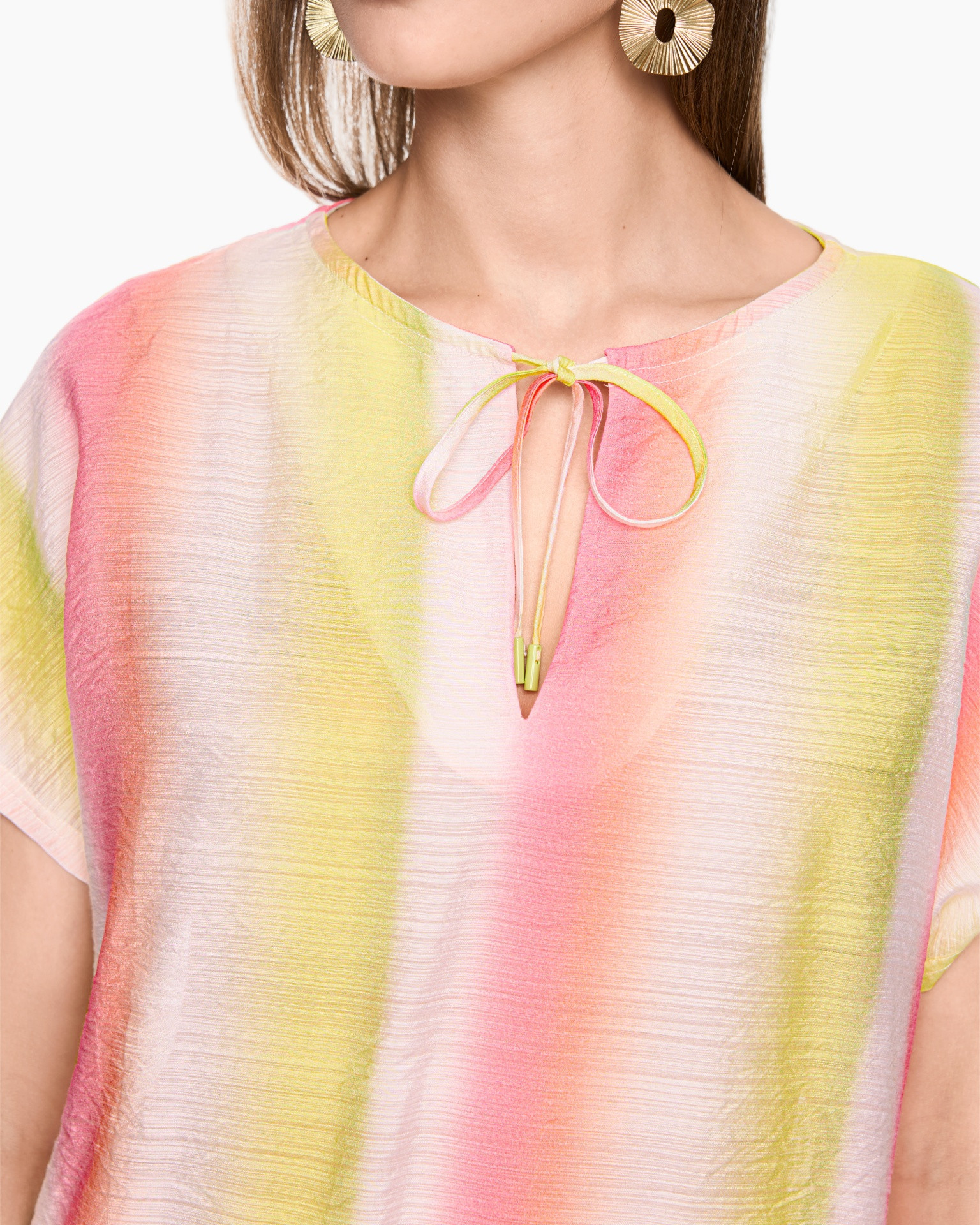 blouse, nekbinding, pastel, gradient, korteMouw