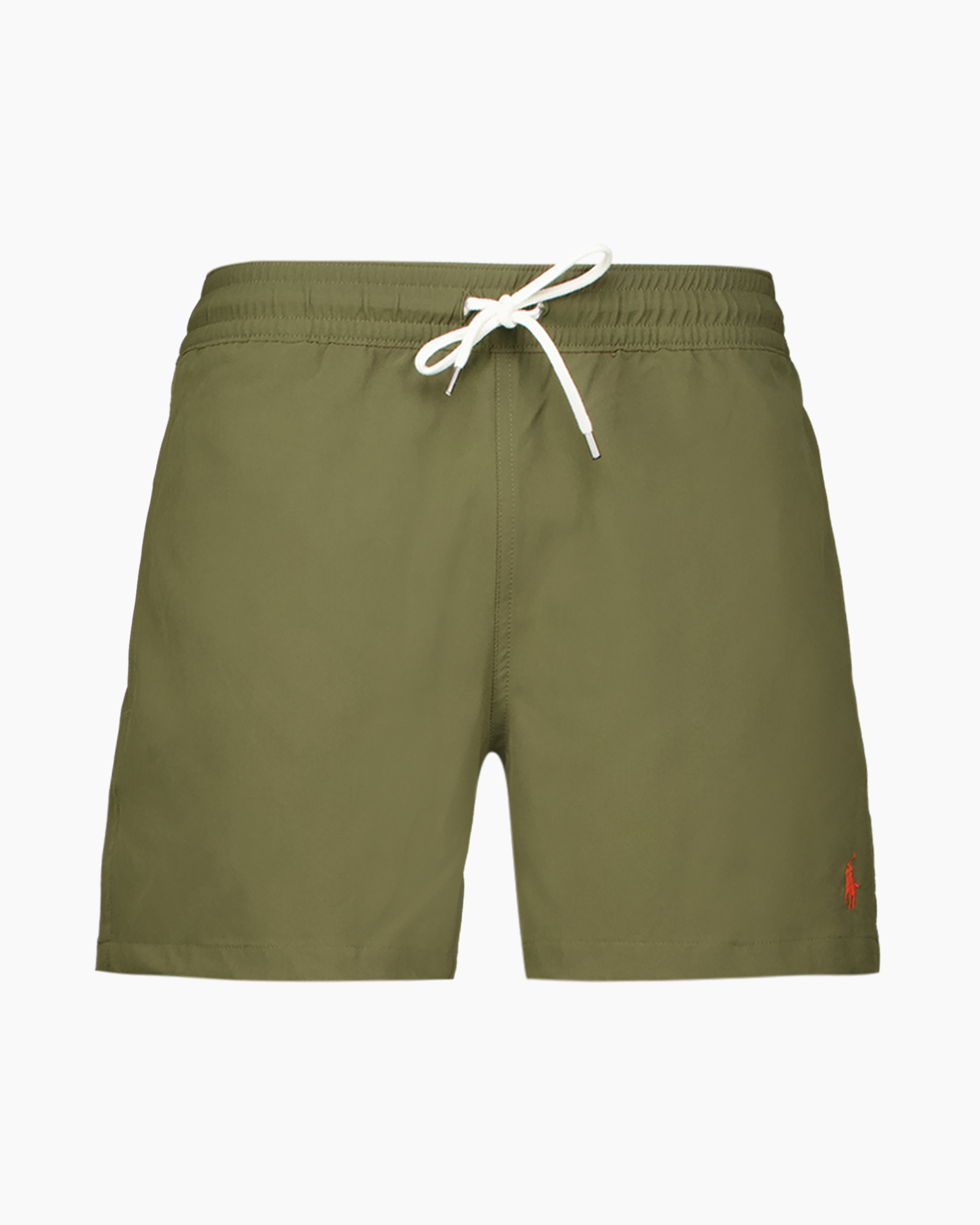 broekjes, zwemshorts, trekkoord, olijf groen, logo oranje