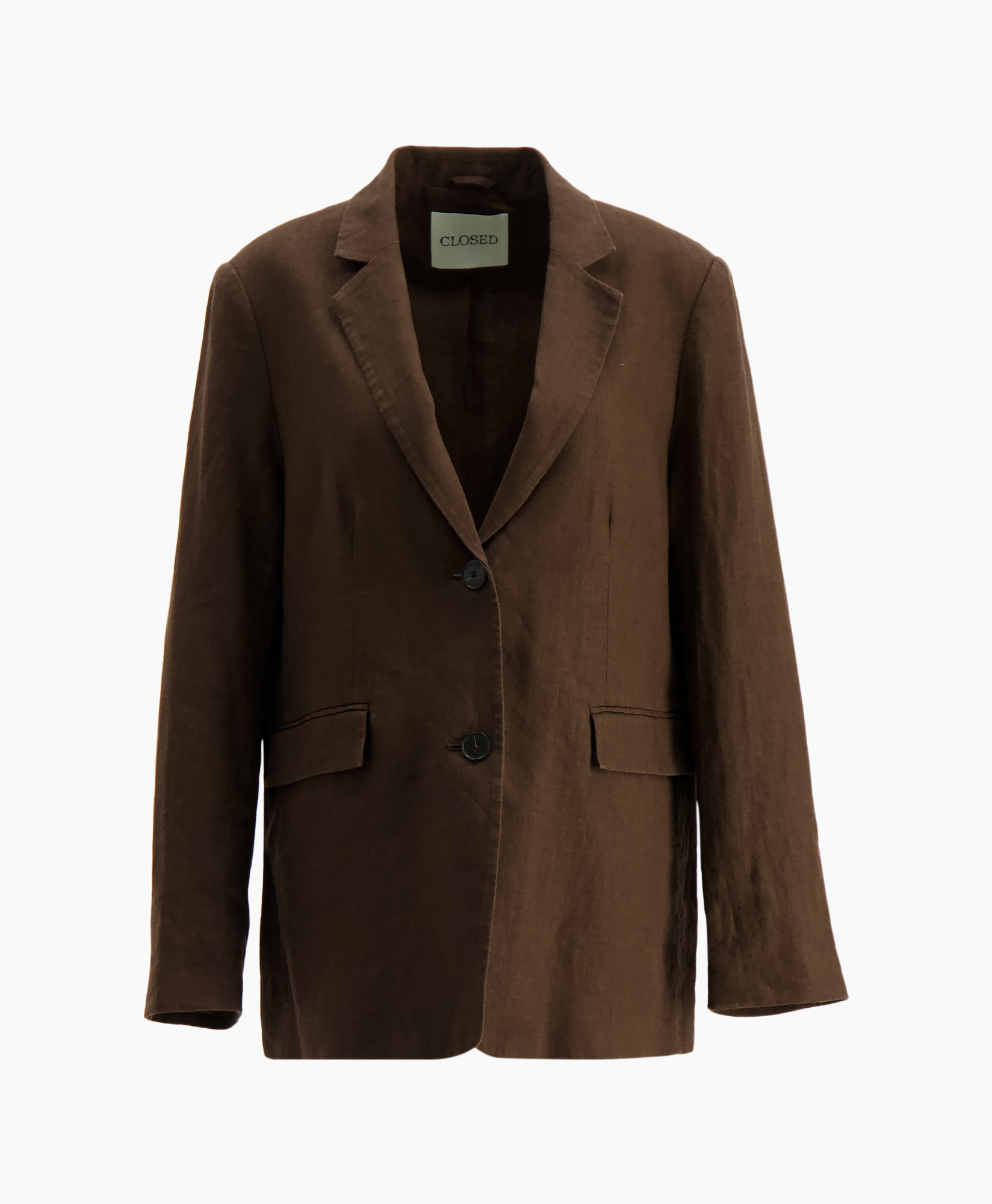 blazer, jacket, brown, linen, single-breasted