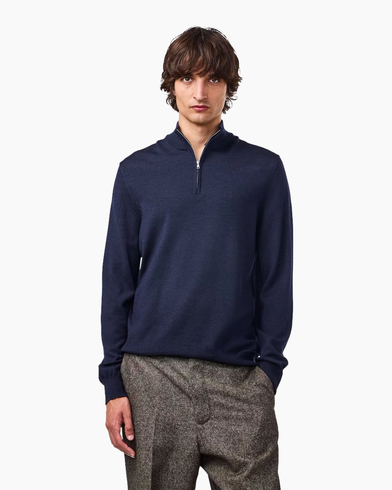 Pullover Sergio Zip Mock 6605 Donker Blauw