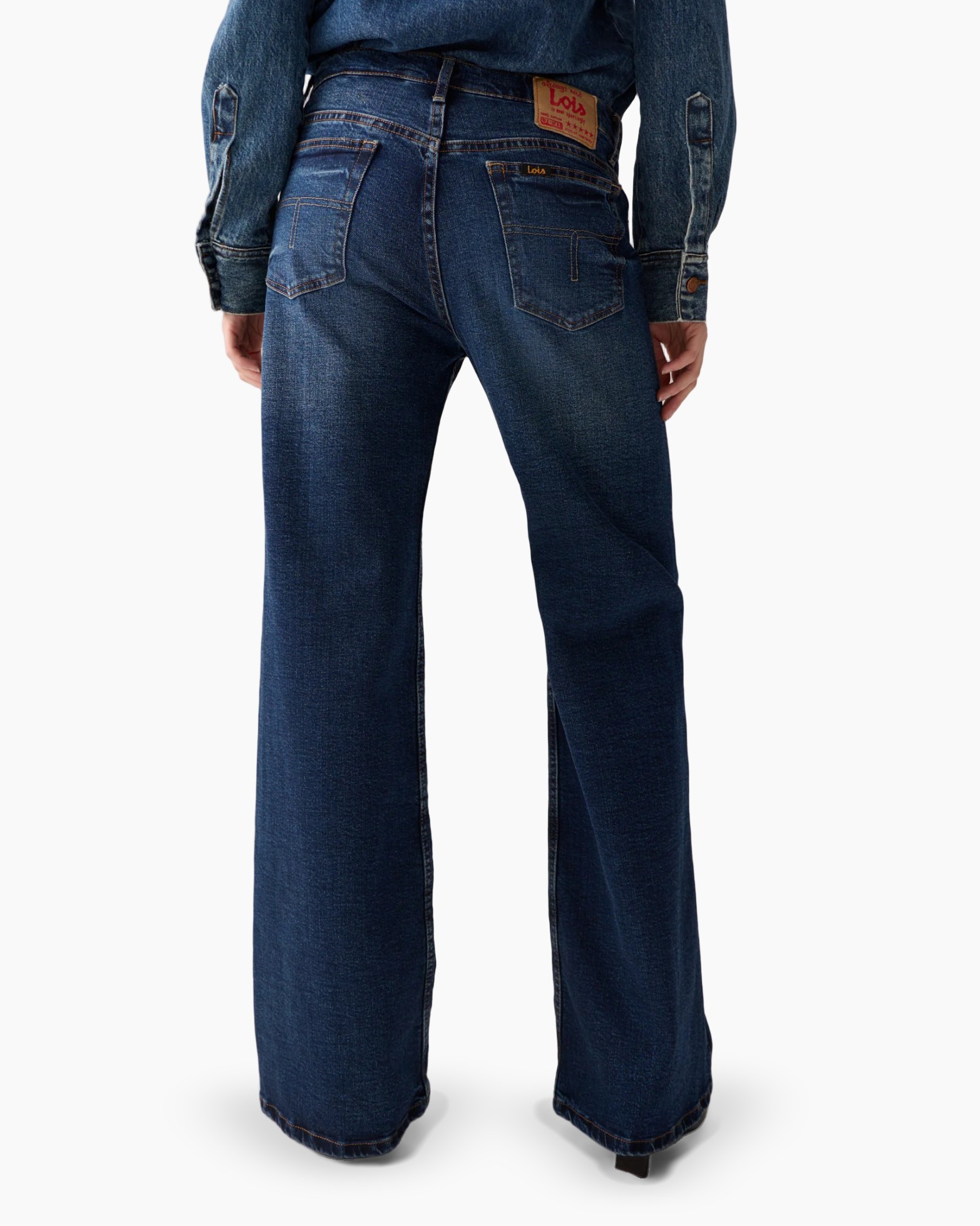 denim jeans, wijdere pijp, blauw, zakken, rechte pijp