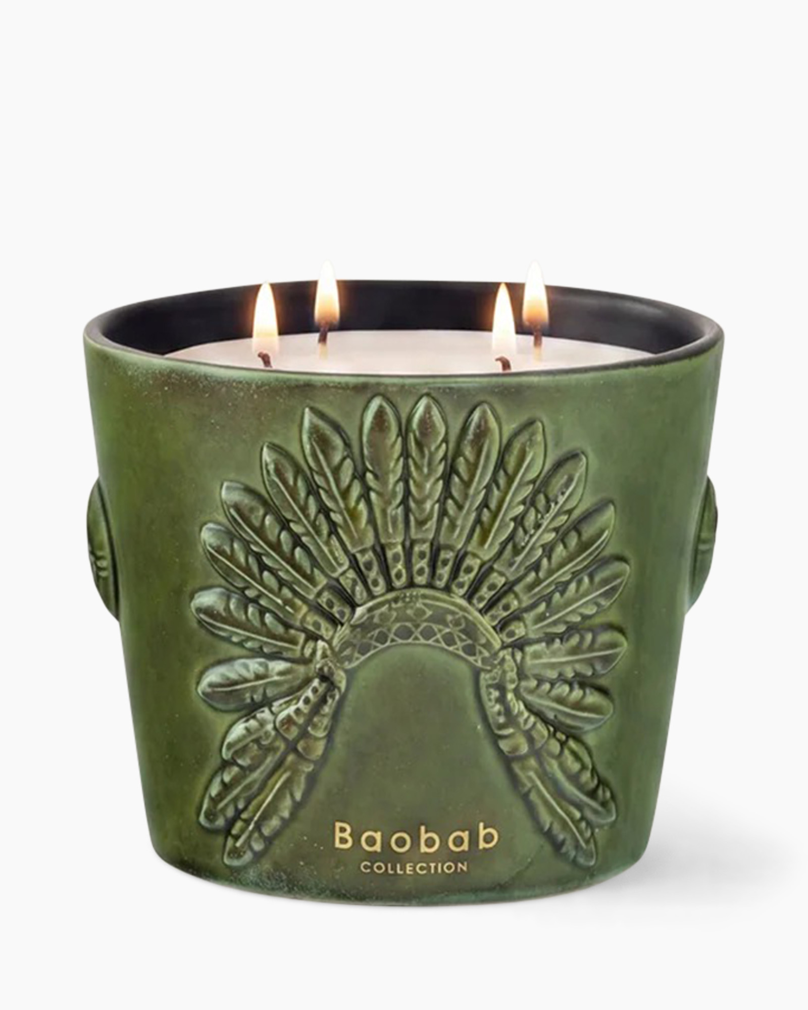 kaarsen, keramiek, groen, hoofdkapmotief, Baobab collectie