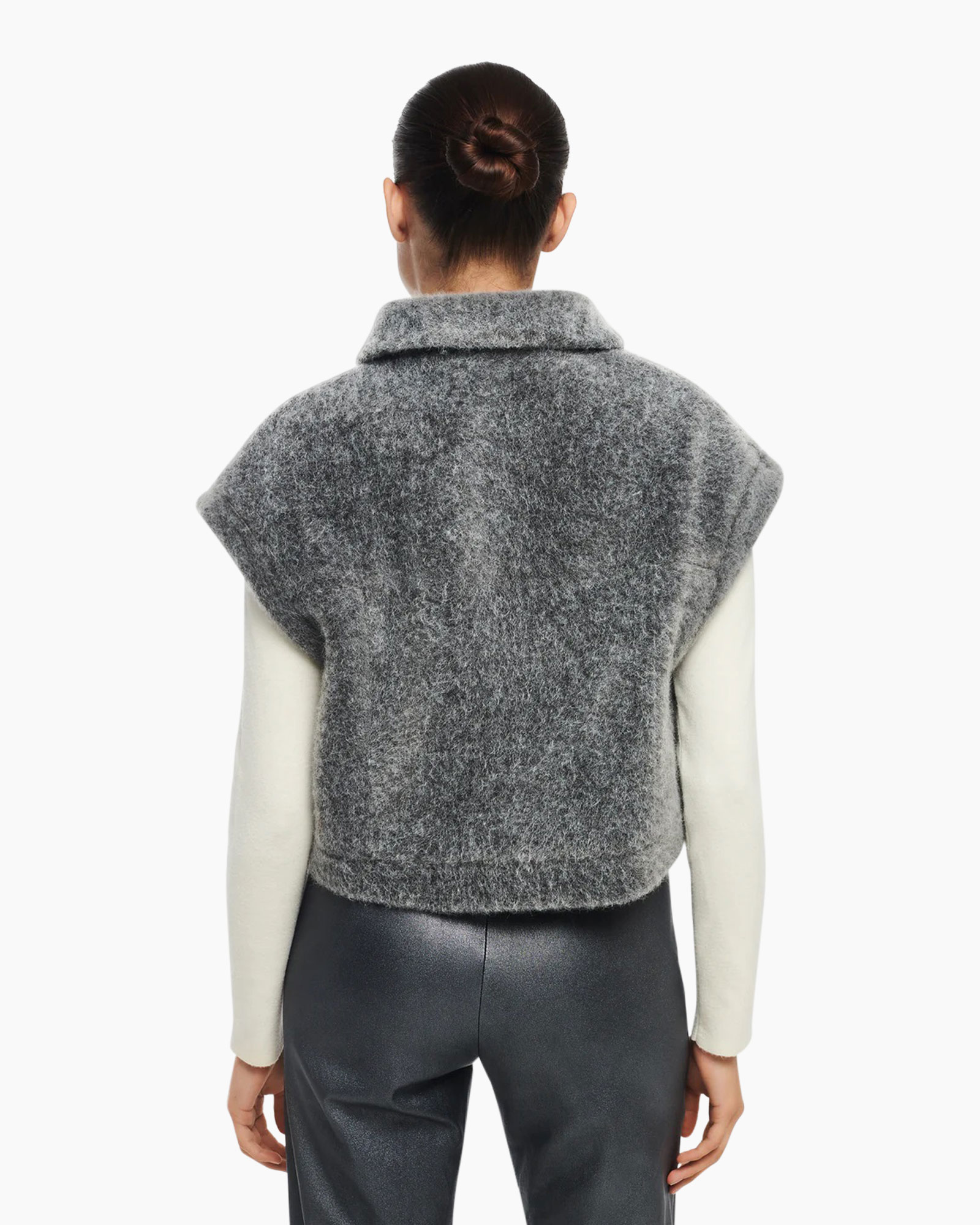 Vest Plume Faux Mohair Grijs