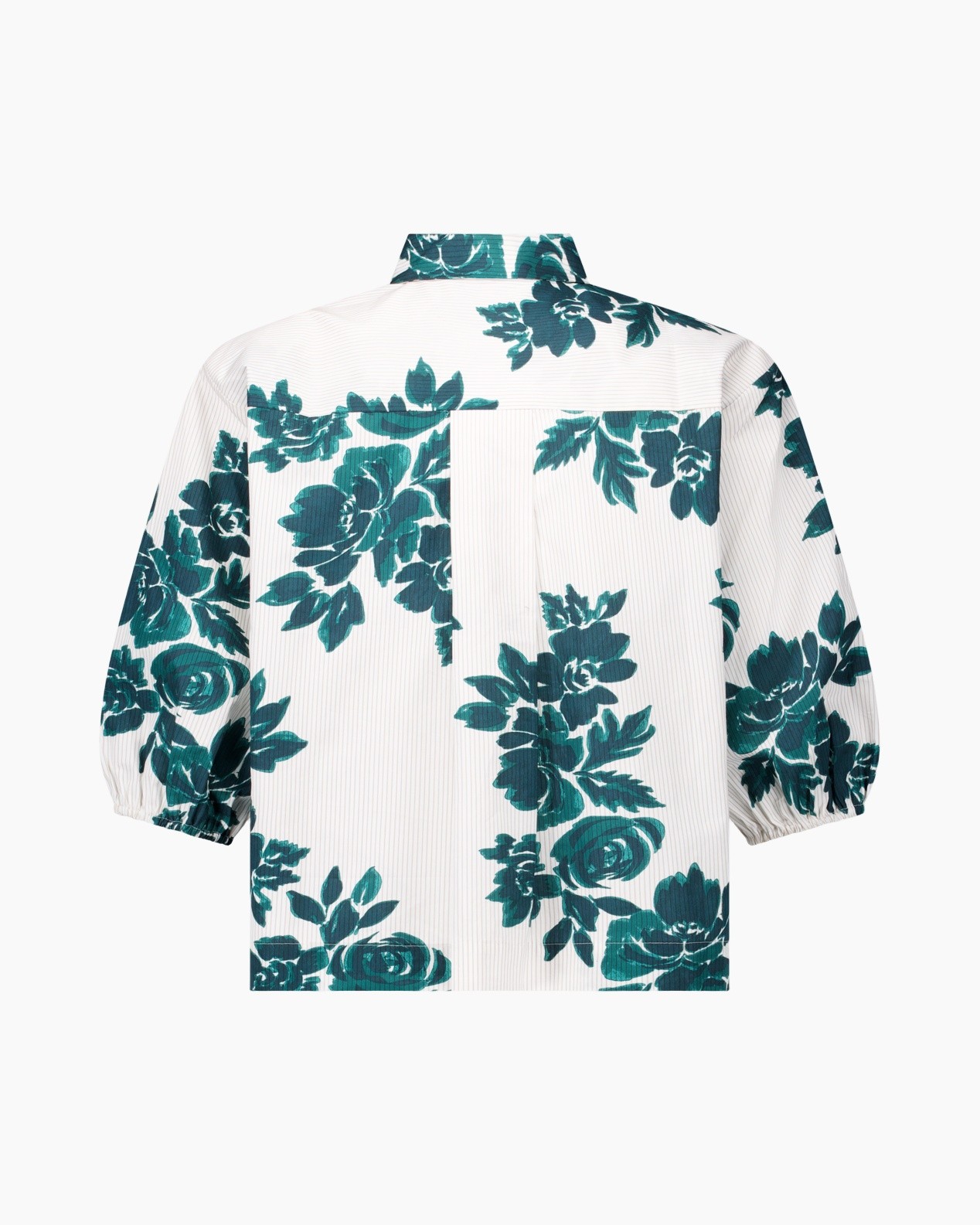 bloemenprint overhemd, lange mouwen, groene print, knopsluiting, kraag