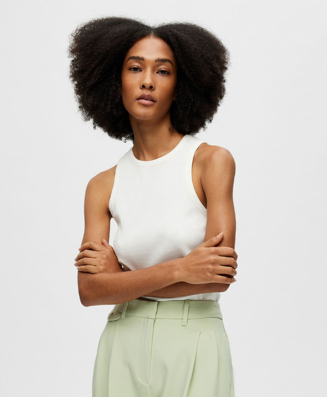 Selected Femme T-shirt Anna O-neck Tank Top Noos Wit