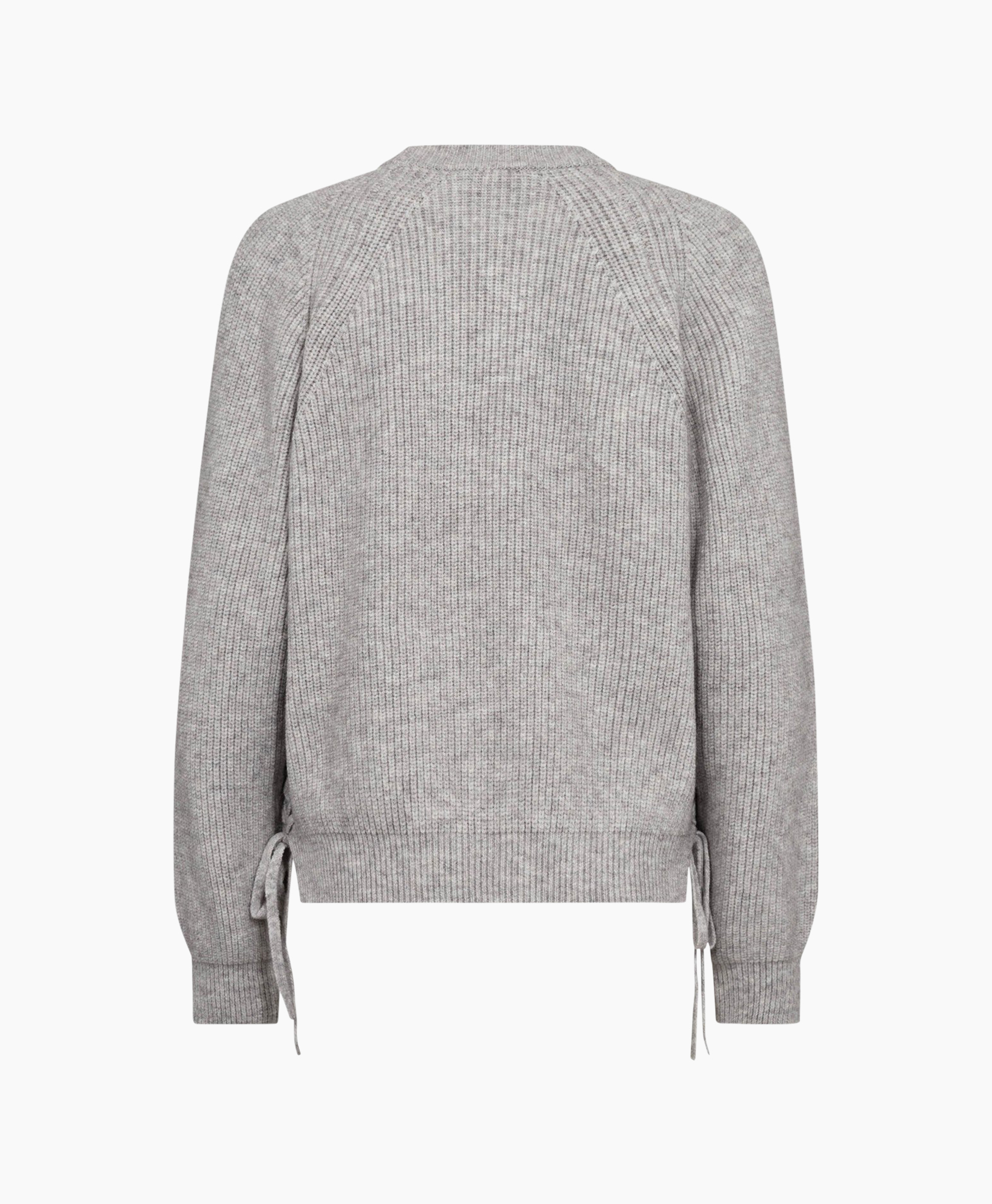 gebreide trui, rond hals, gekapte kabel details, slouchy pasvorm, ribboordmouwen