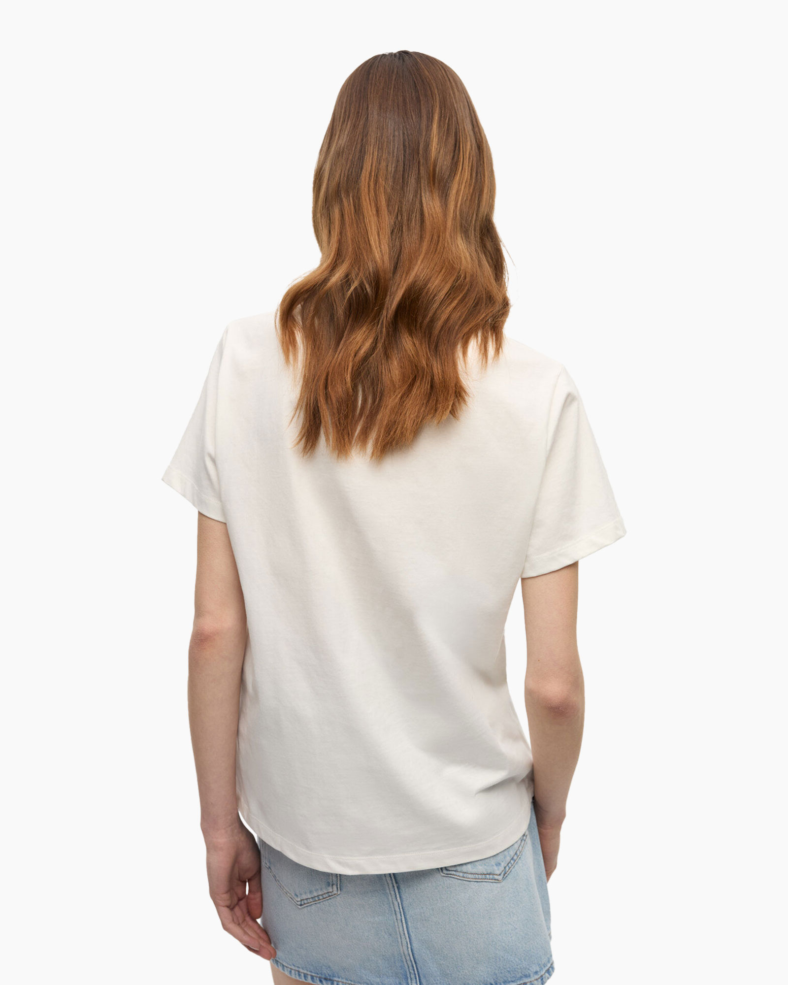 T-shirt Korte Mouw Basic Cotton Jersey Grapes Rela Off White