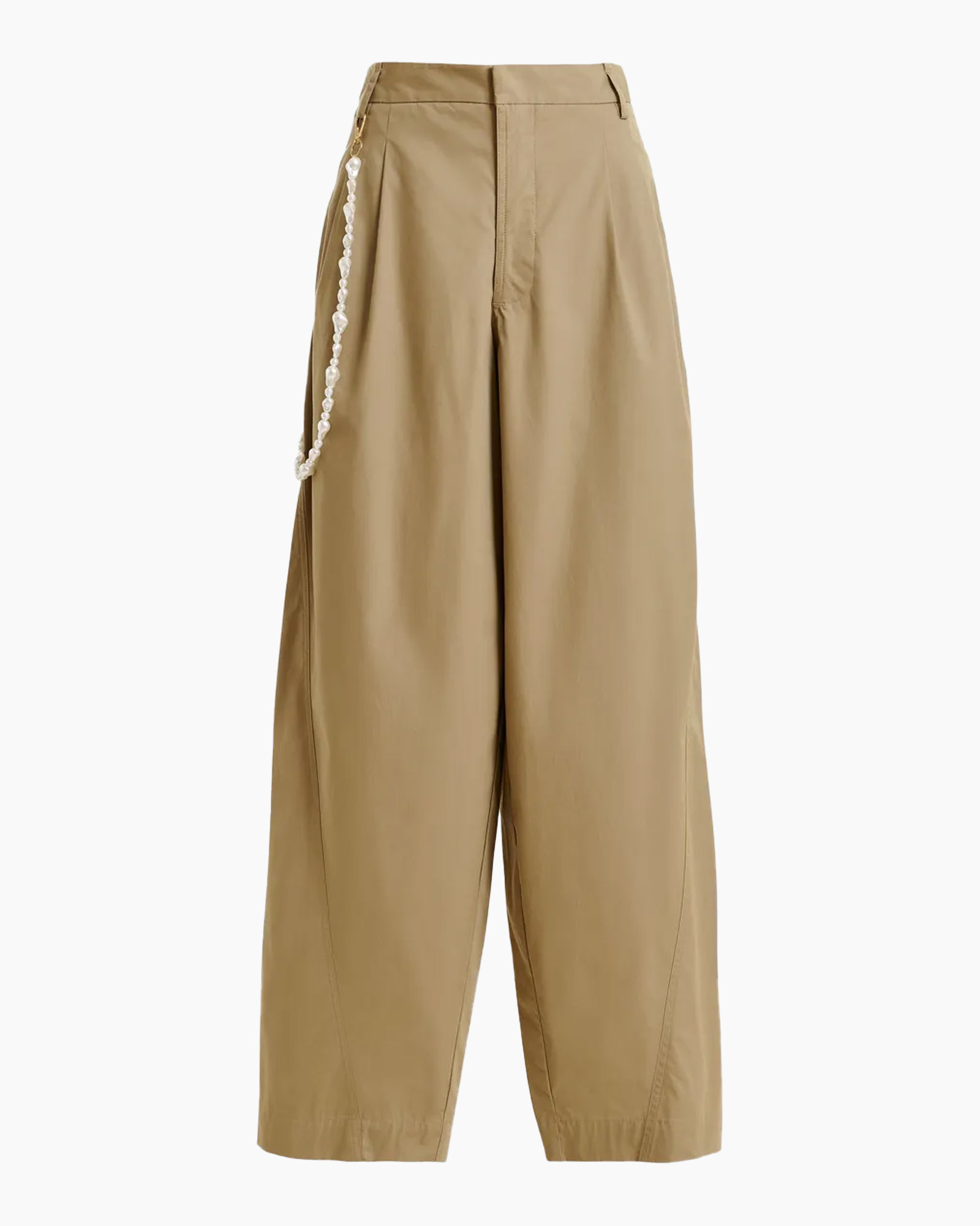 broek, wijd uit, camel, wide-leg, riem, ketting-accessoire
