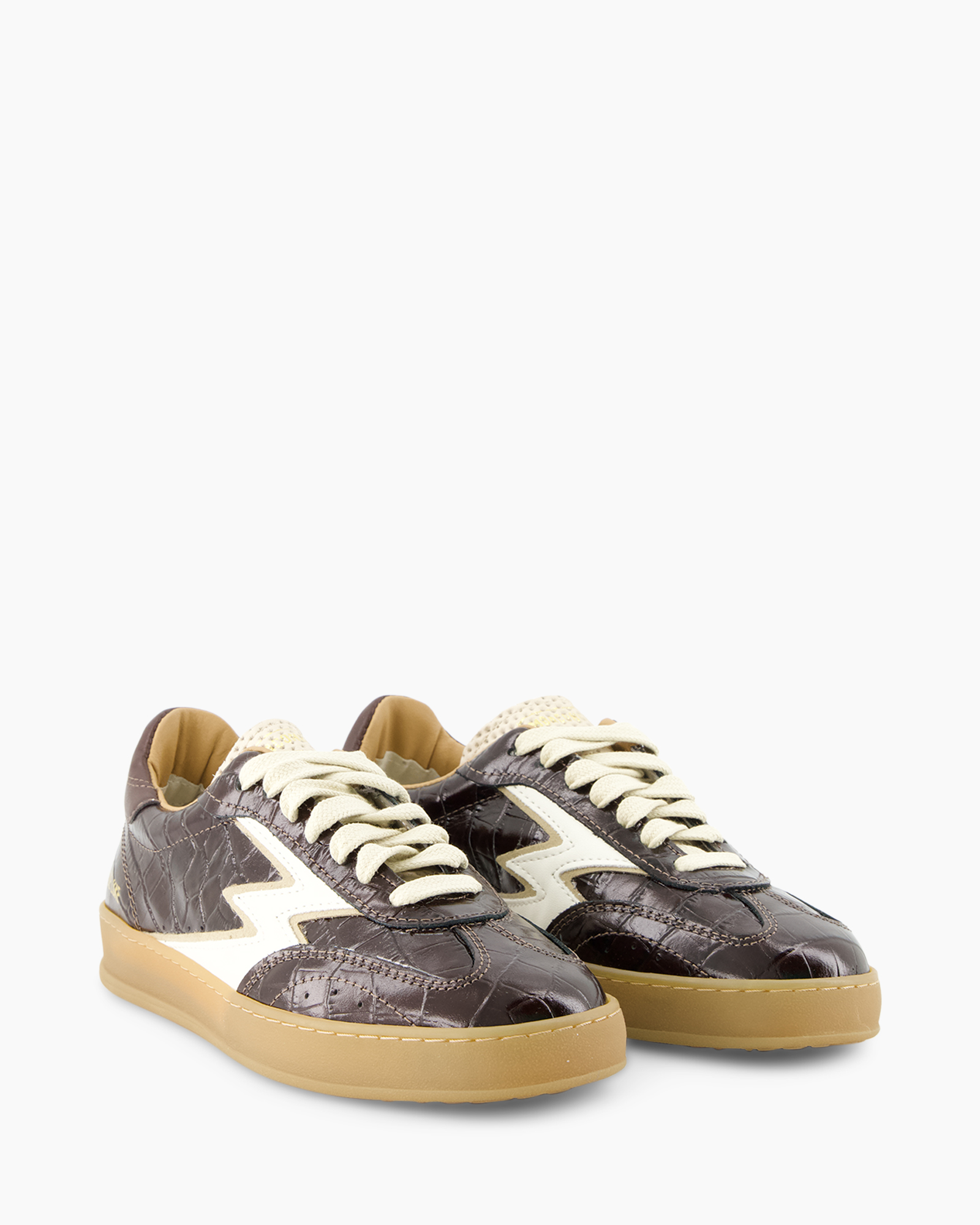 sneaker, leer, bruin, gumzool, club de luxe