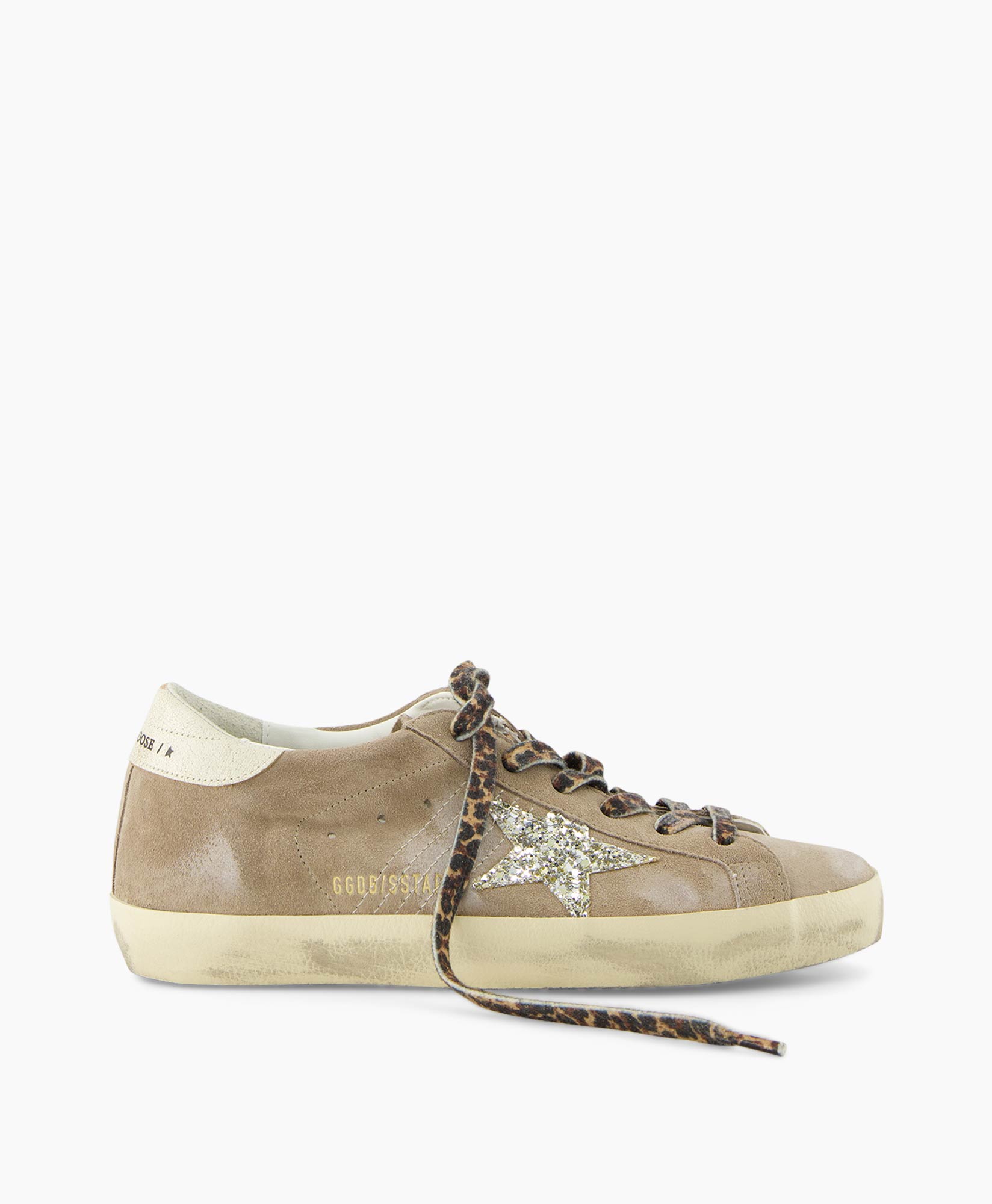 Golden Goose Sneaker Super Star Suede Upper Glitte Taupe