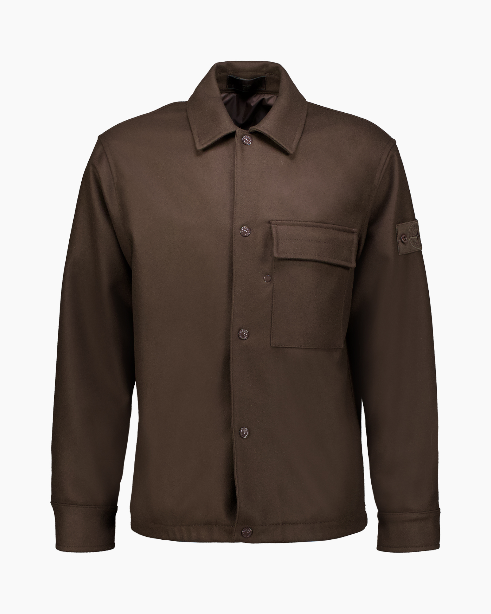 Stone Island Overshirt Ghost Wool Nylon Flannel Donker Bruin