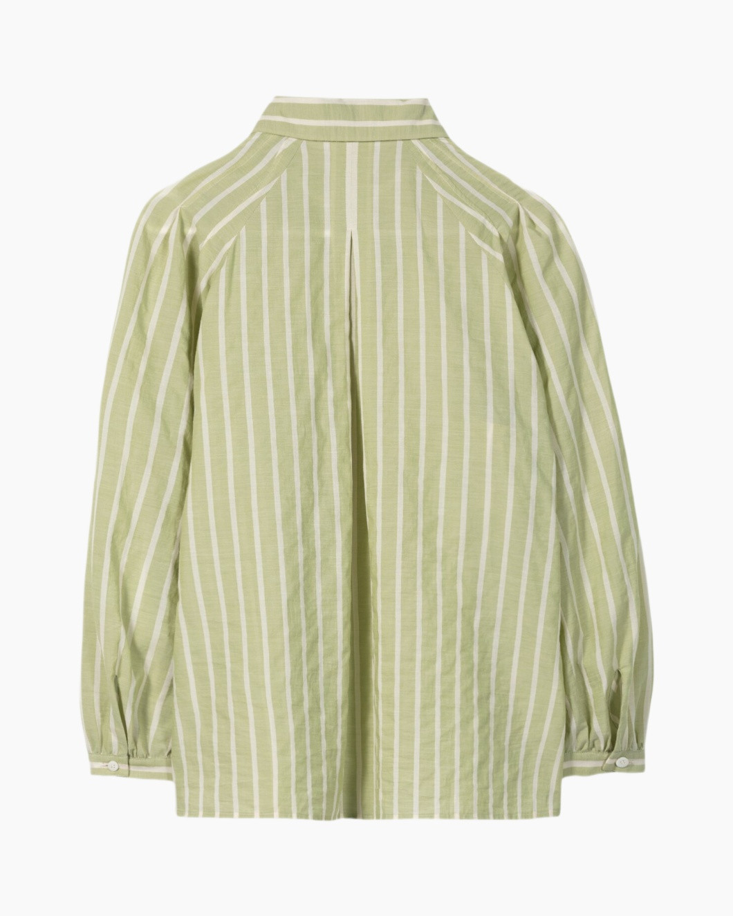 gestreept, linnen, groen, lange mouwen, hemd