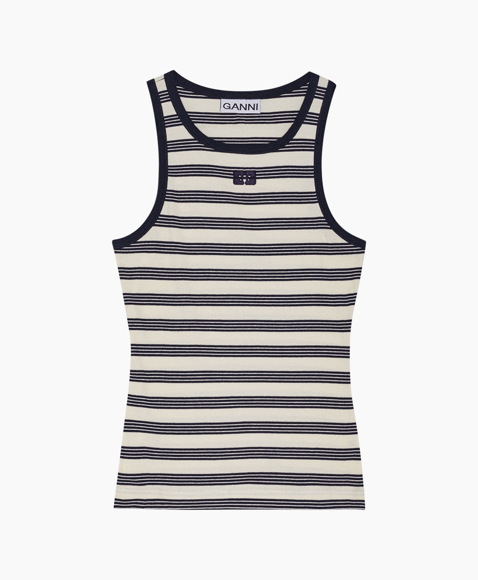 Top Striped Soft Cotton Rib Donker Blauw