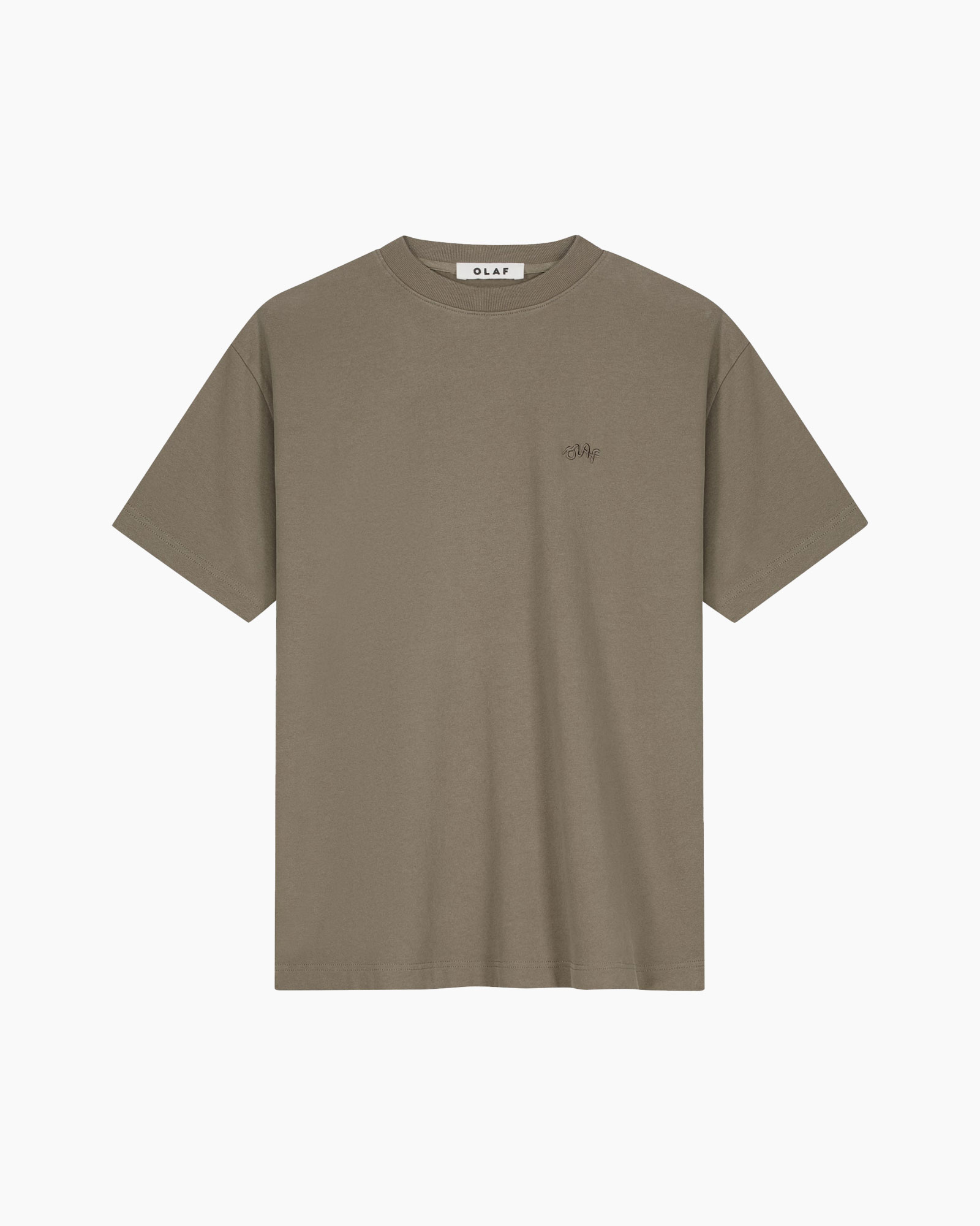 t-shirt, mouwloos, olijf, reekhals, logo klein