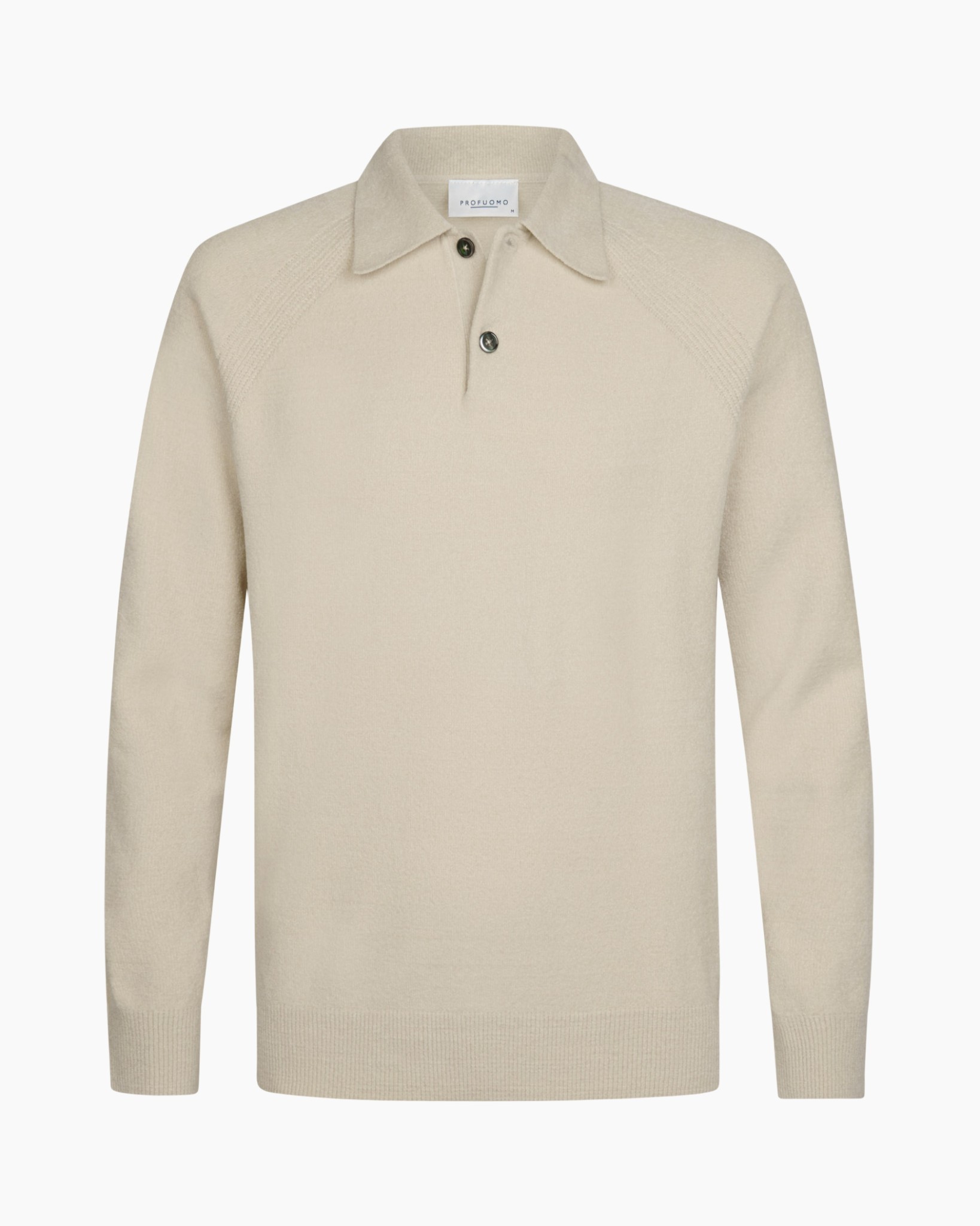 trui, breiwerk, beige, kraag met polo, lange mouwen