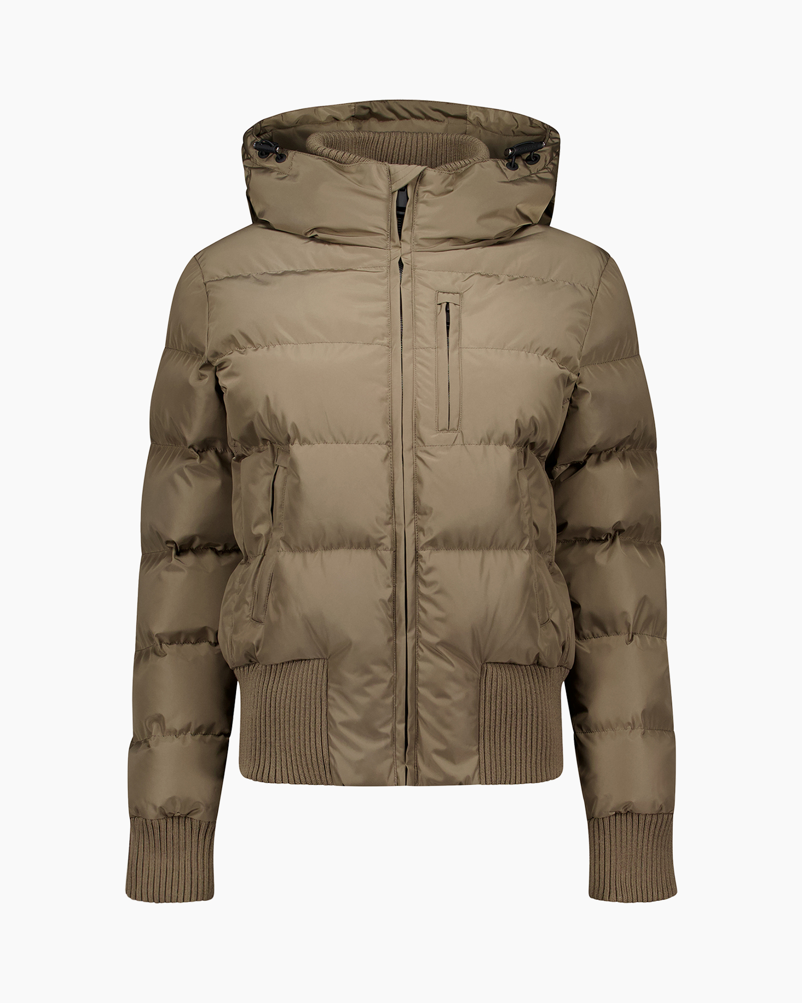 donsjas met capuchon, puffer jas, kapuchon, rits, geribde boorden