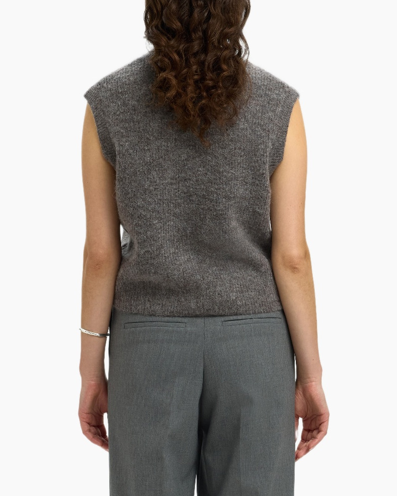 Gilet Lulu Sl Button O-neck Vest Ex Grijs