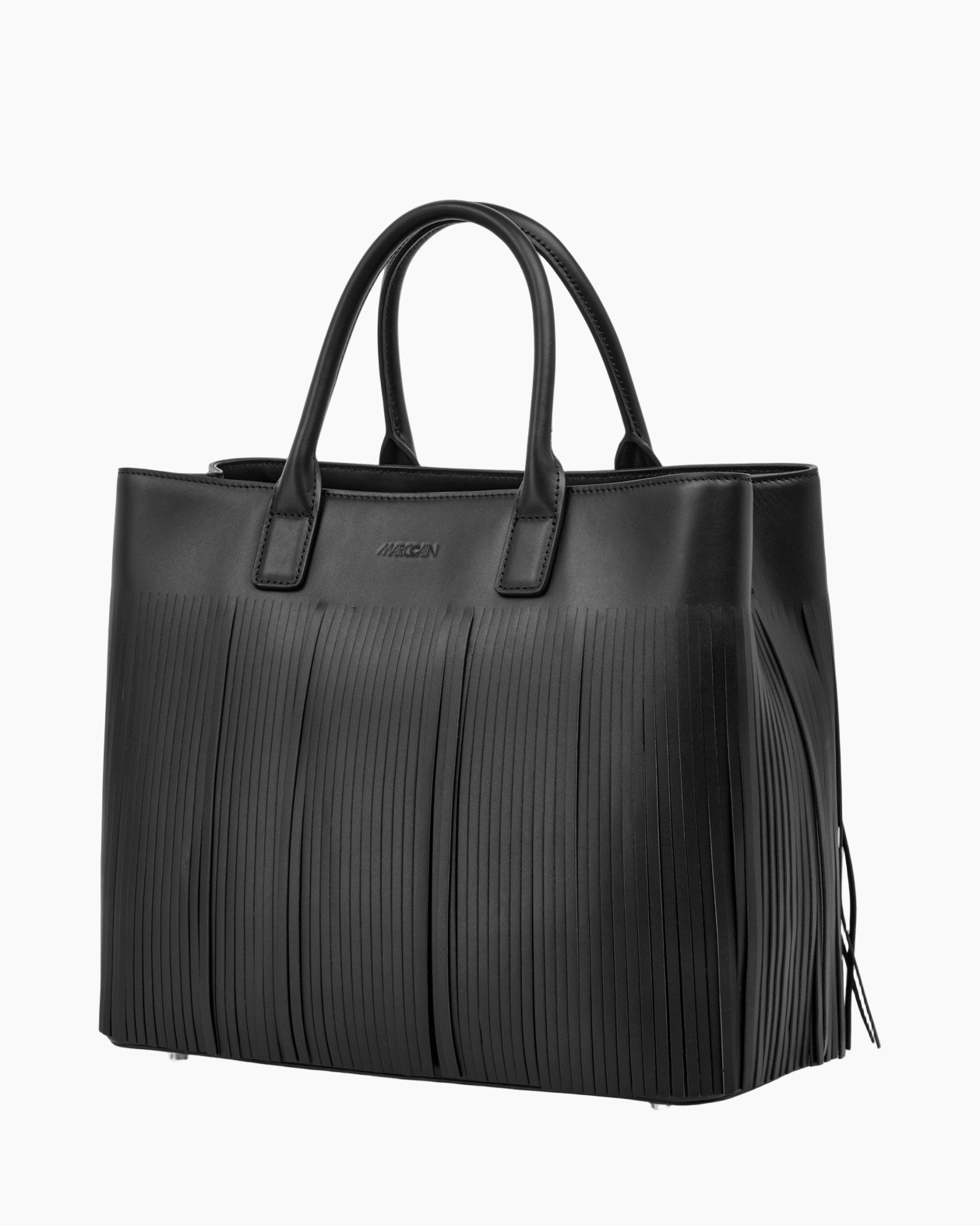 tas tas, fringe detail, zwart, gestructureerd, dubbele handvatten