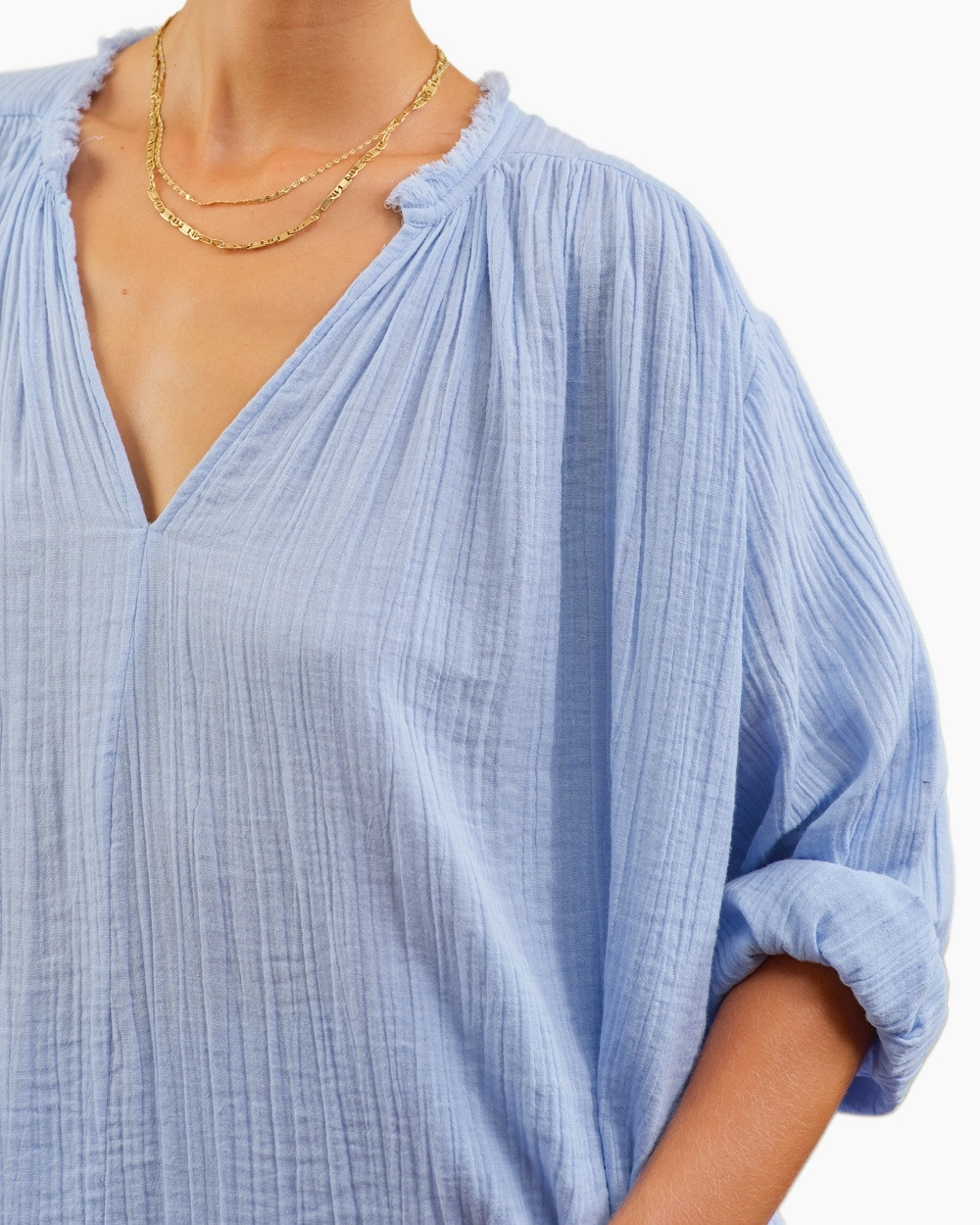 Blouse, Linnen, Ketting, Lange mouwen, Mouw