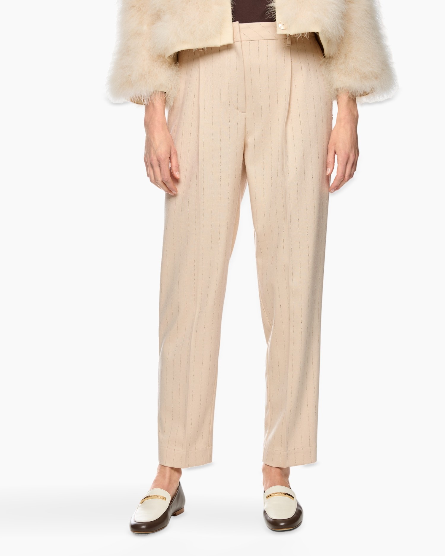 beige broek, streep (pinstripe), broek, slack, recht model