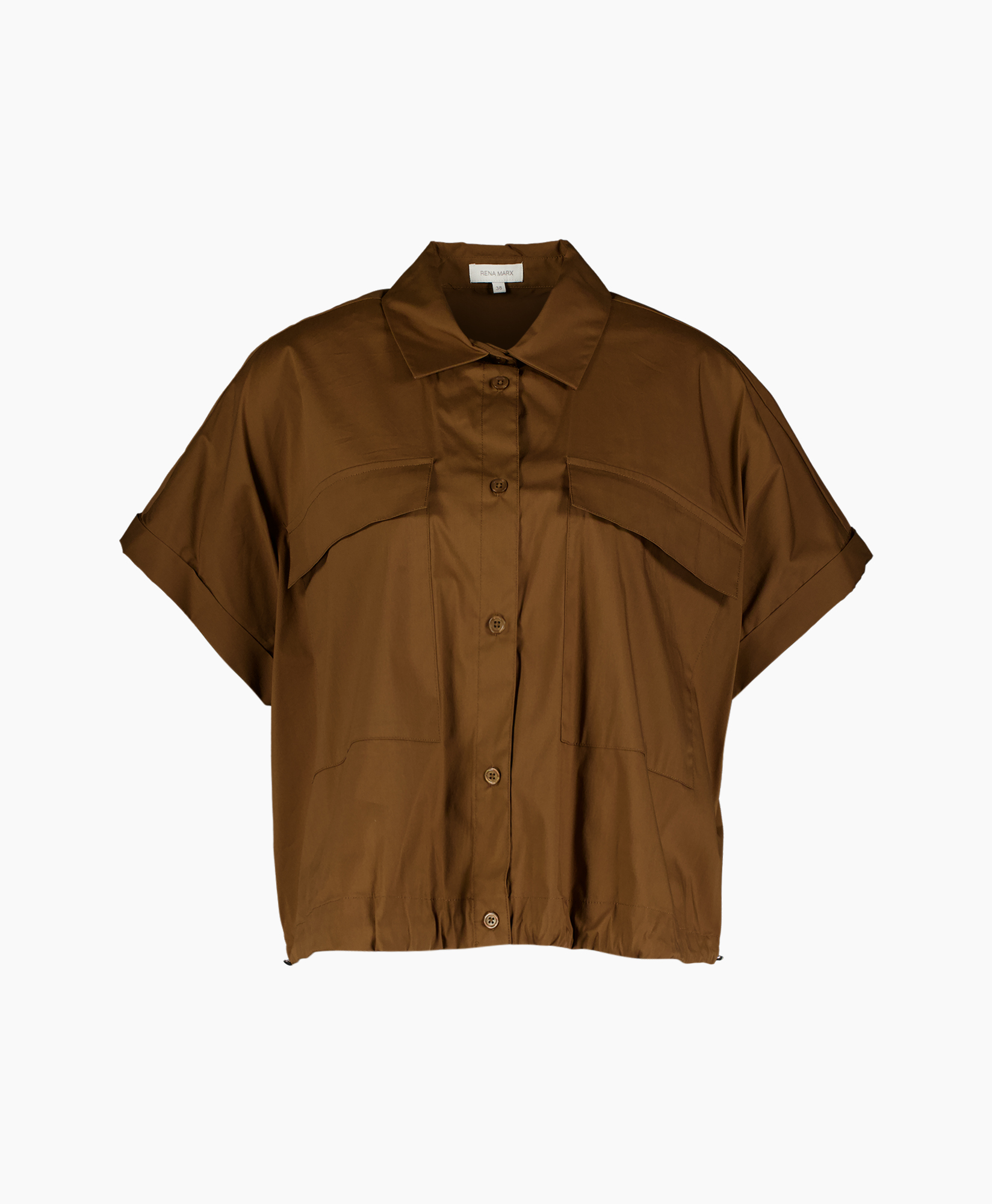 Blouse Shirtcollar Shortsleeve midden bruin