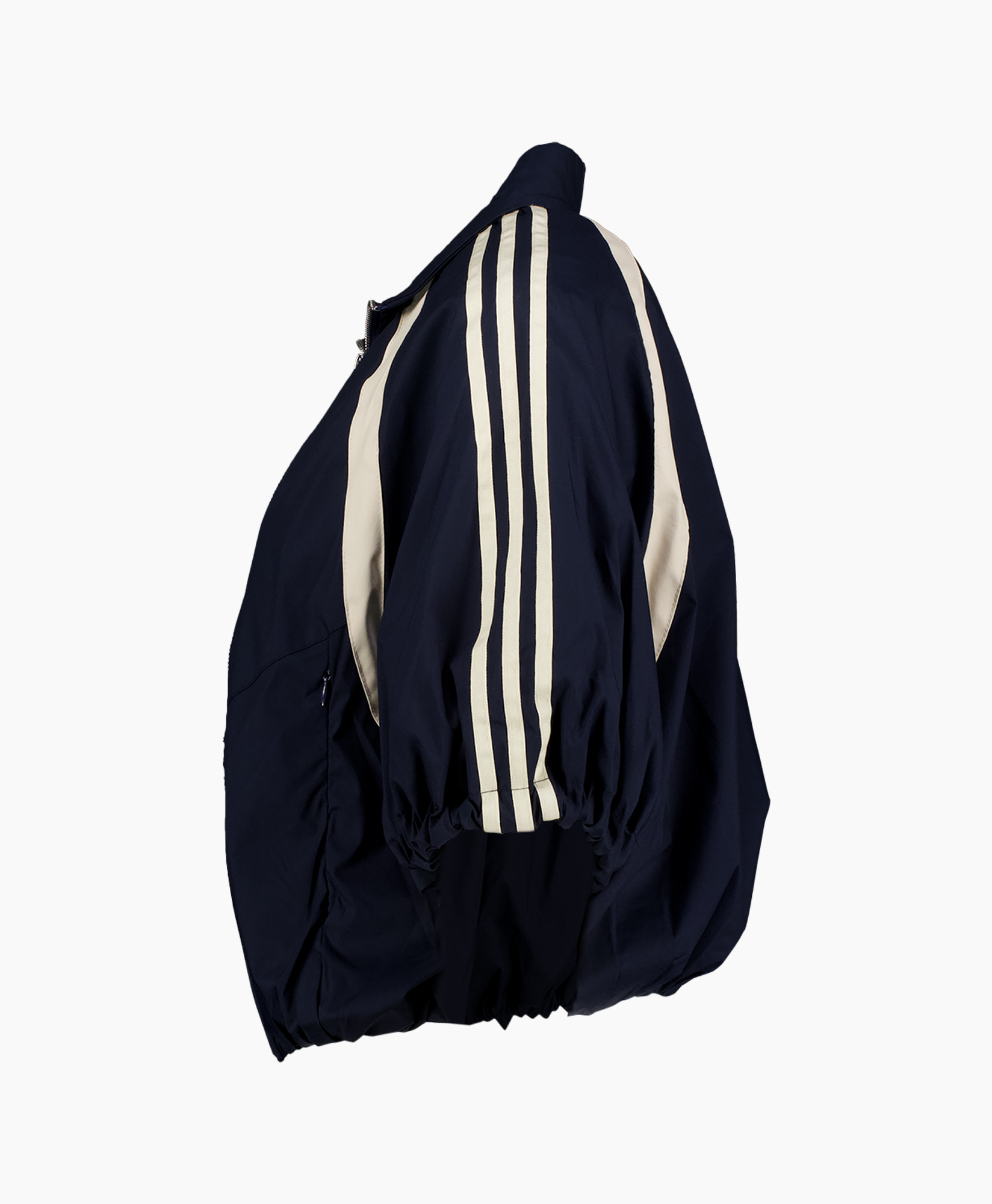 jas, windjack, marineblauw, gestreept, bomberstijl