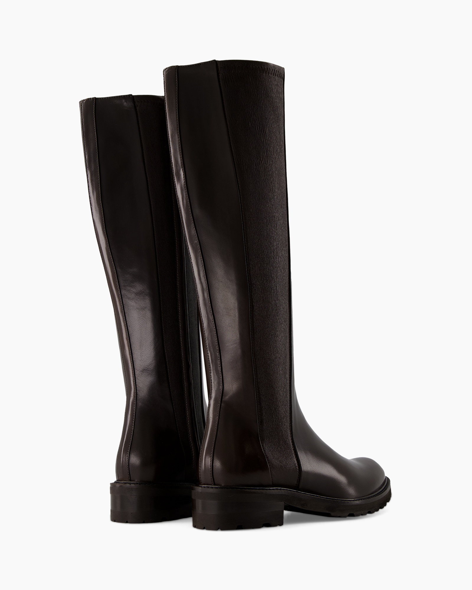 knee-high, laarzen, leer, zwart, zool