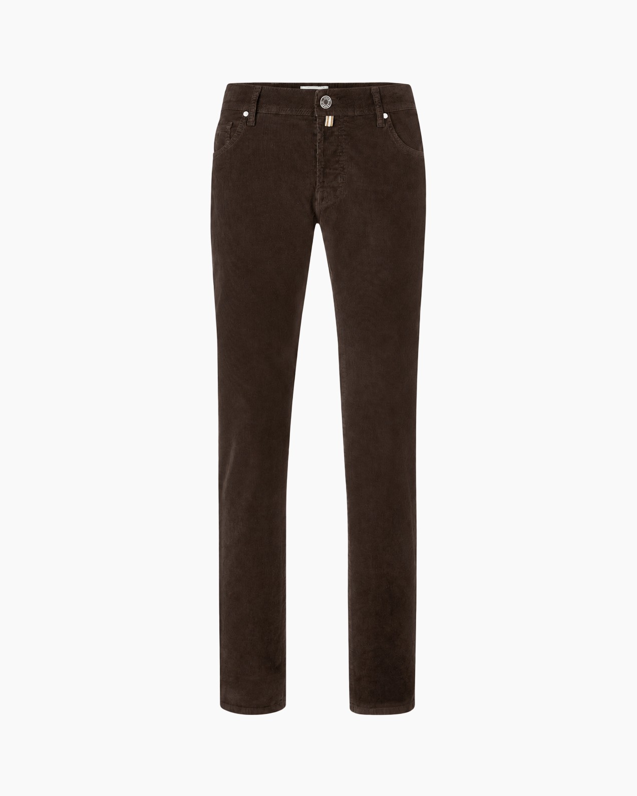 broek, corduroy, bruin, slim-fit, stiksels