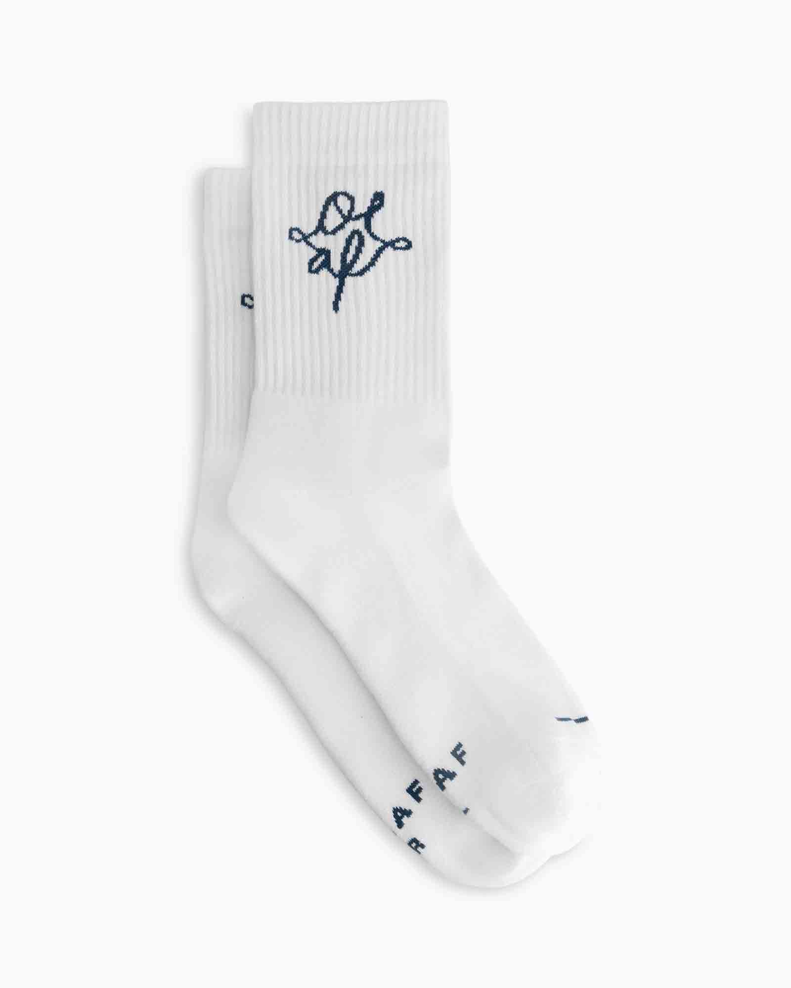 sokken, korte sokken, wit, borduursel, marineblauw logo