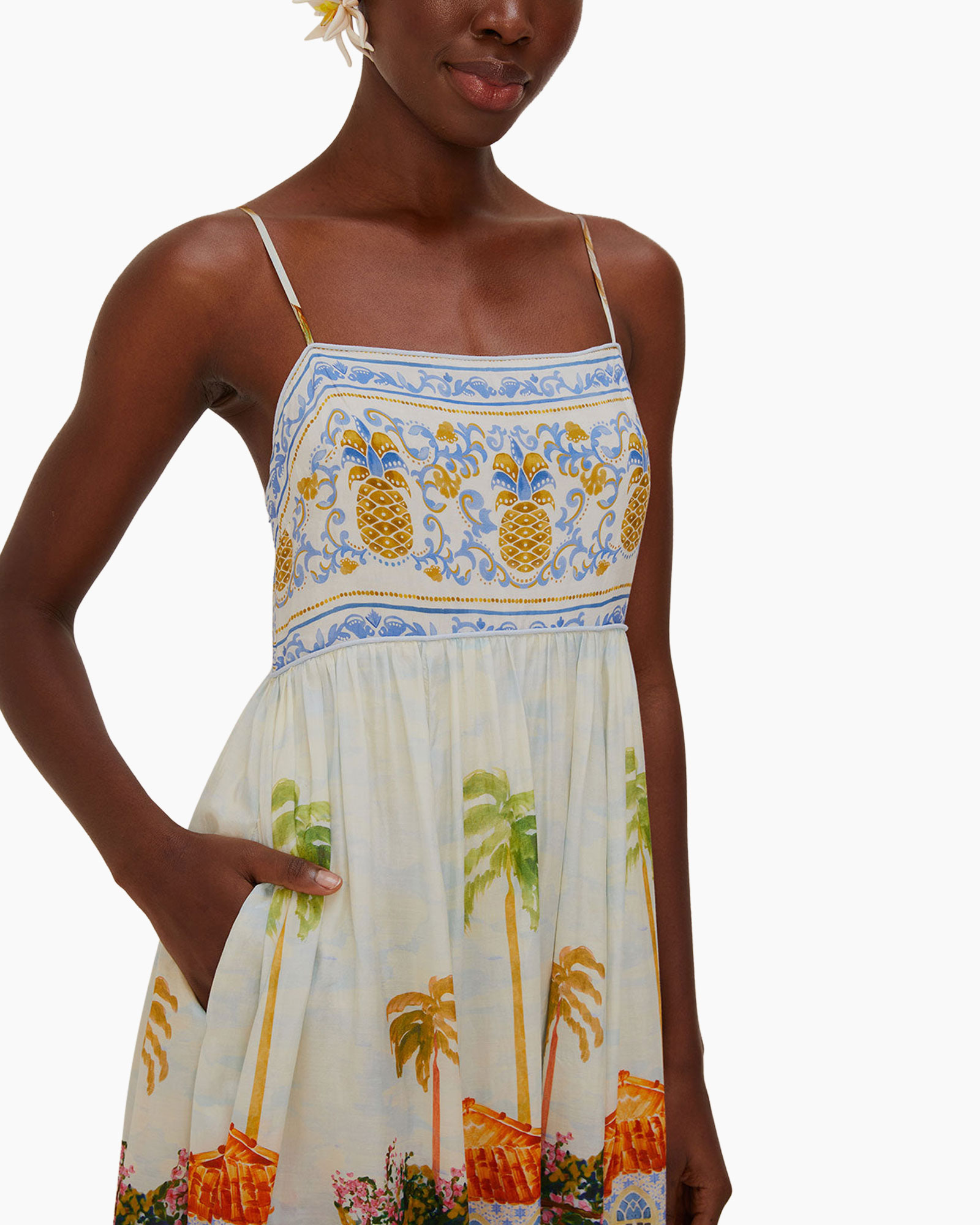 Maxi Jurk Aracati Multicolor Wit dessin