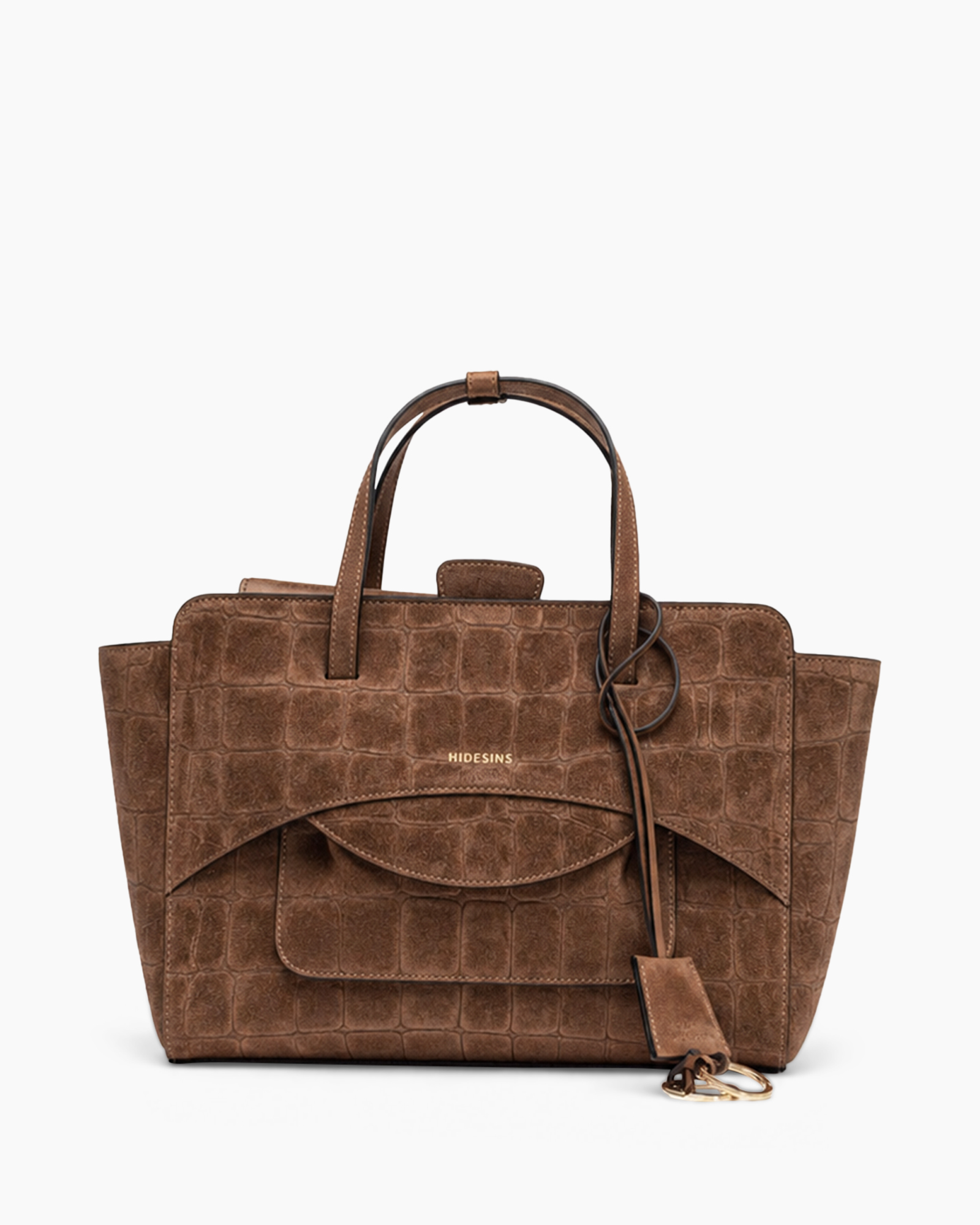 tas, handtas, tote, krokodillenpatroon, bruin