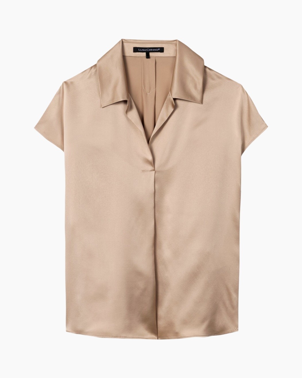 blouse, zijde, silk, korte mouwen, beige