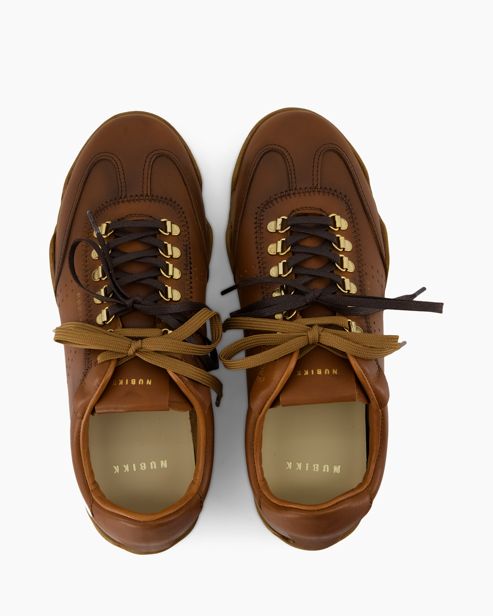 schoenen, laarsjes, bruin, veters, leer