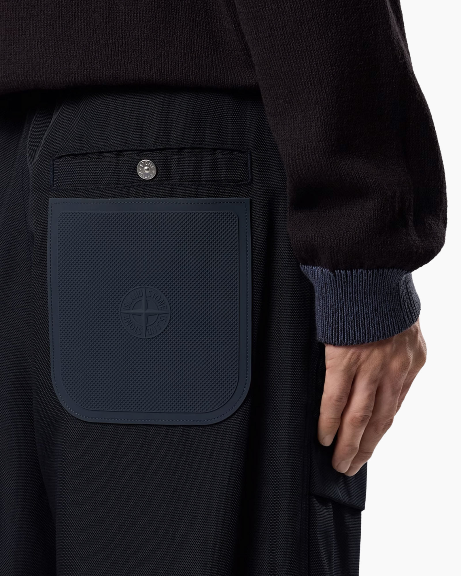 neus zak, blau kaartzak, blauwe patch, canvas stof, kleine metalen drukknop